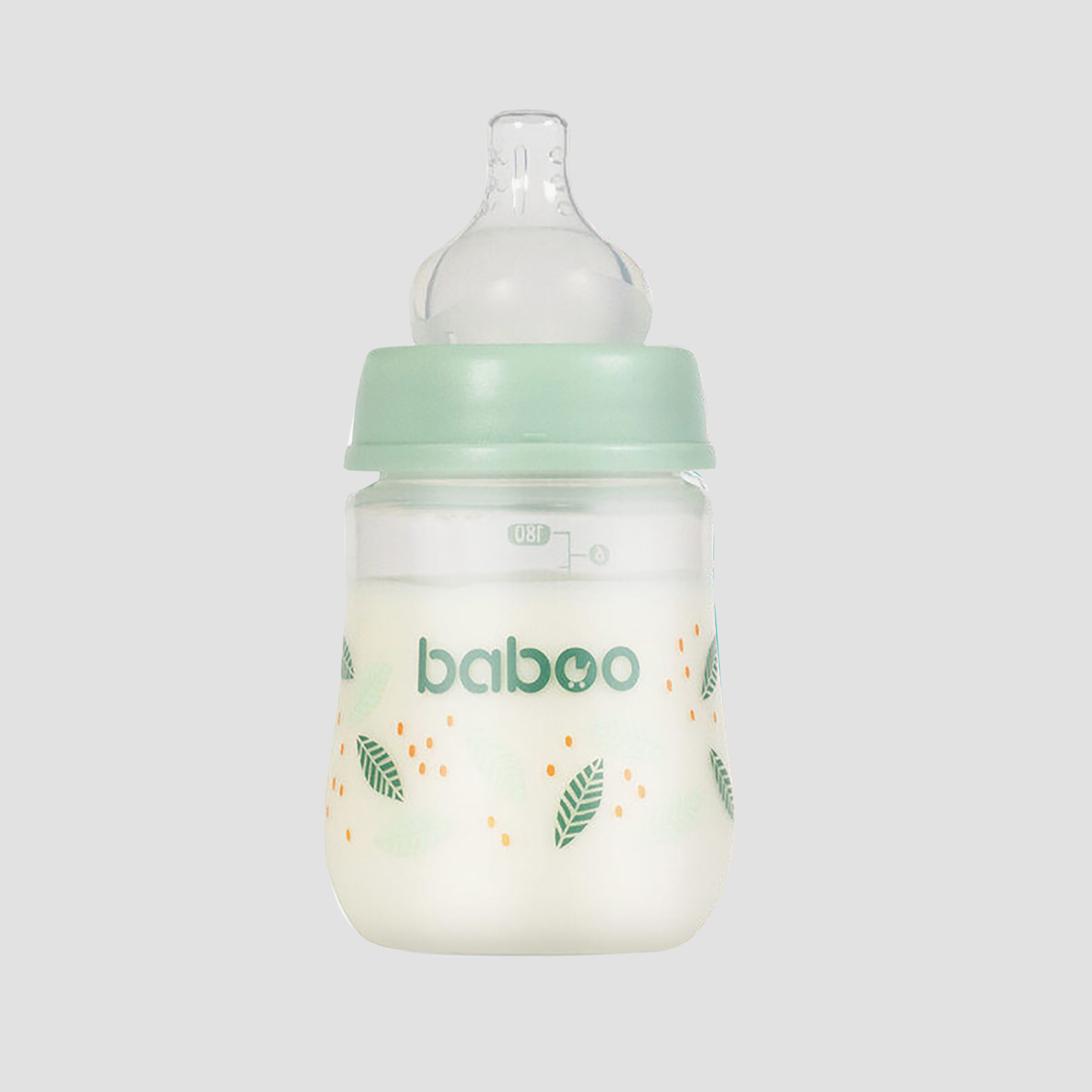 Baboo Anti-Colic Wide Neck Feeding Bottle - 180 ml - Peachy Keen - 0 Months+-baby-feeding-feedingbottles-bottlesandteats-image-1