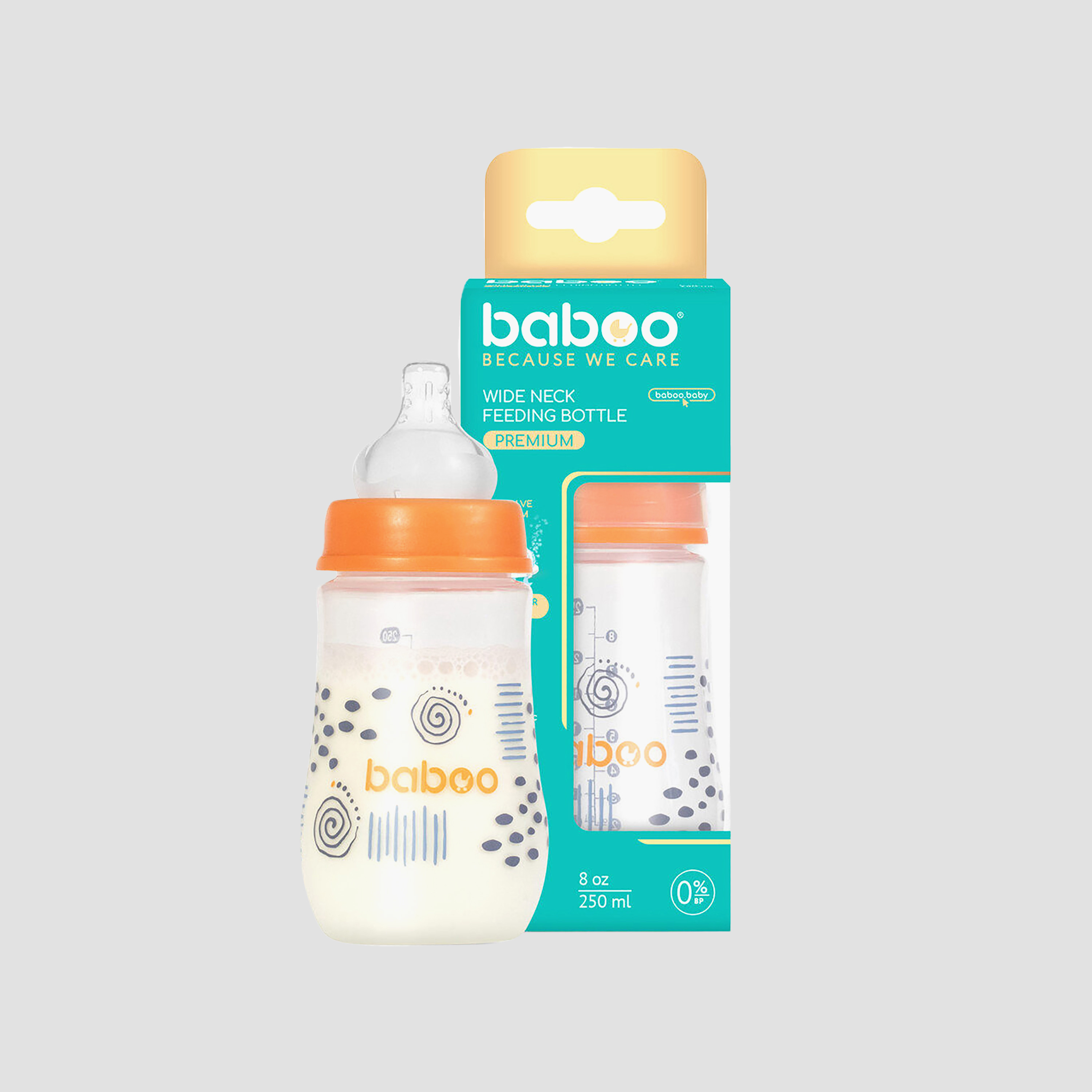 Baboo Anti-Colic Wide Neck Feeding Bottle - 250 ml - Blue Haze - 3 Months+-baby-feeding-feedingbottles-bottlesandteats-image-3