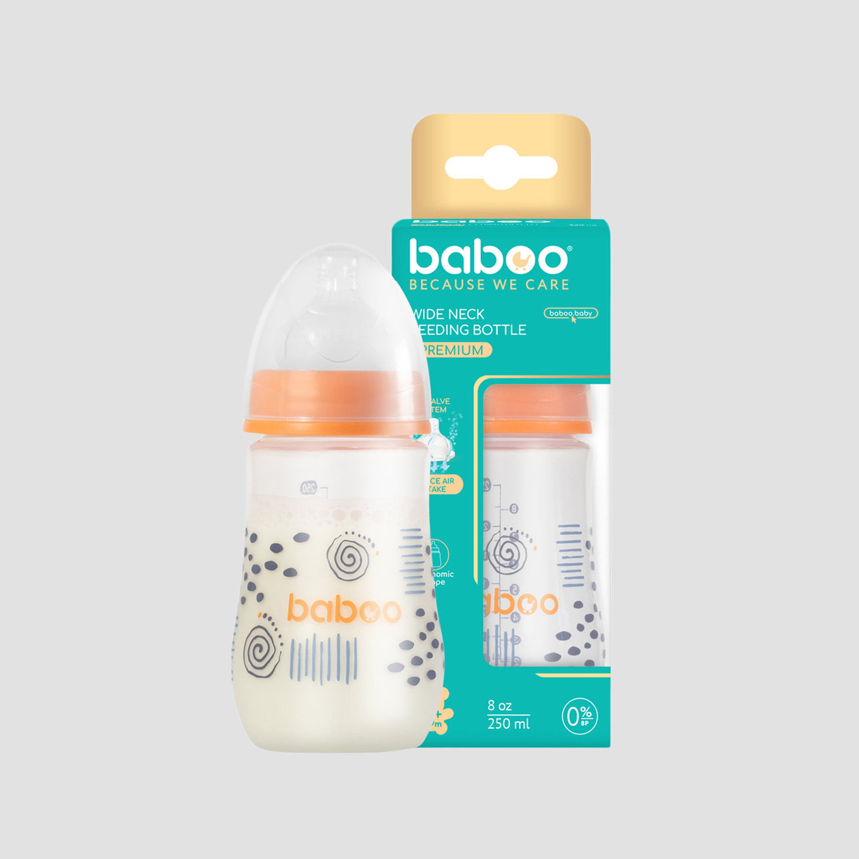Baboo Anti-Colic Wide Neck Feeding Bottle - 250 ml - Blue Haze - 3 Months+-baby-feeding-feedingbottles-bottlesandteats-image-4