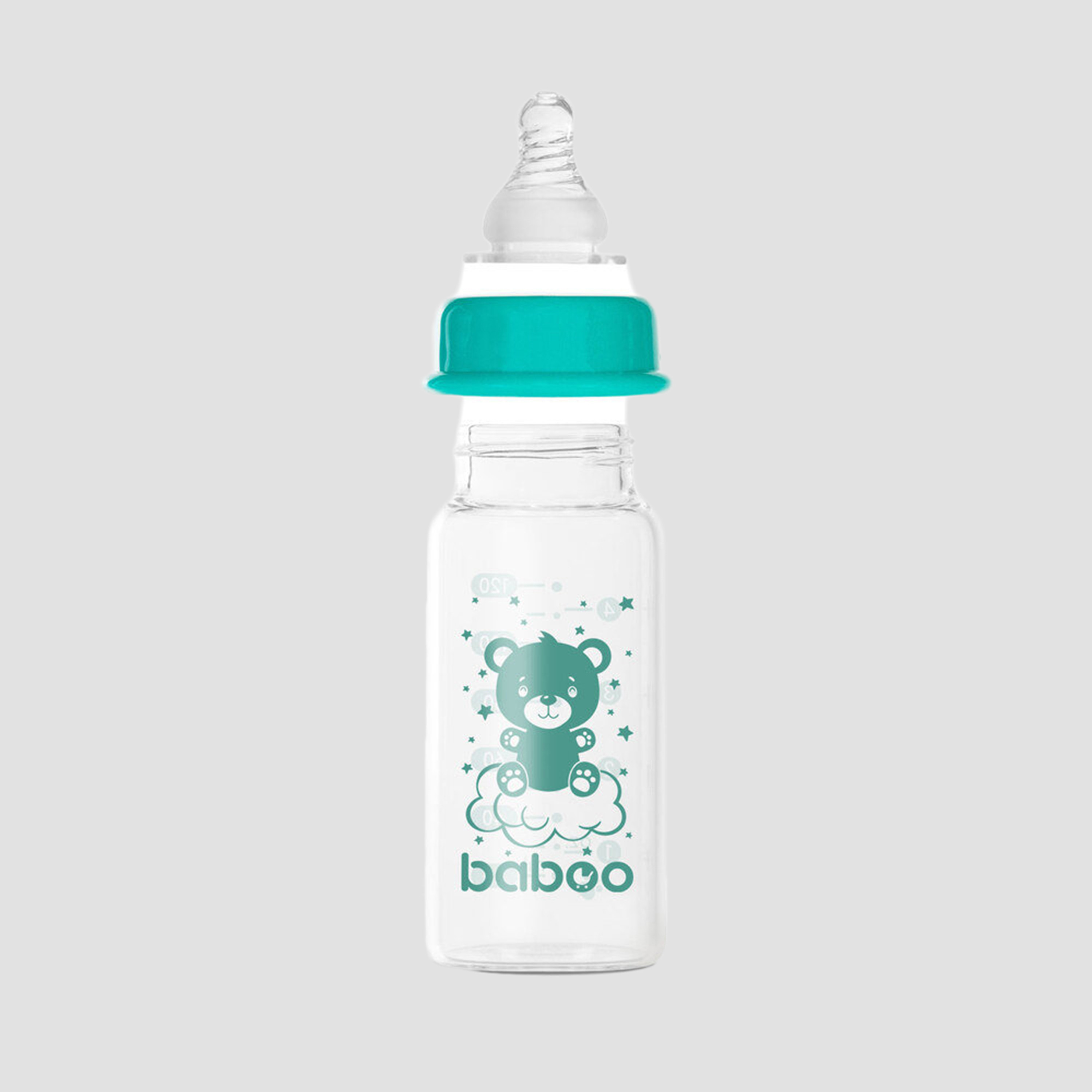Baboo Anti-Colic Glass Bottle with Narrow Neck - 120 ml - 0 Months+-baby-feeding-feedingbottles-bottlesandteats-image-1