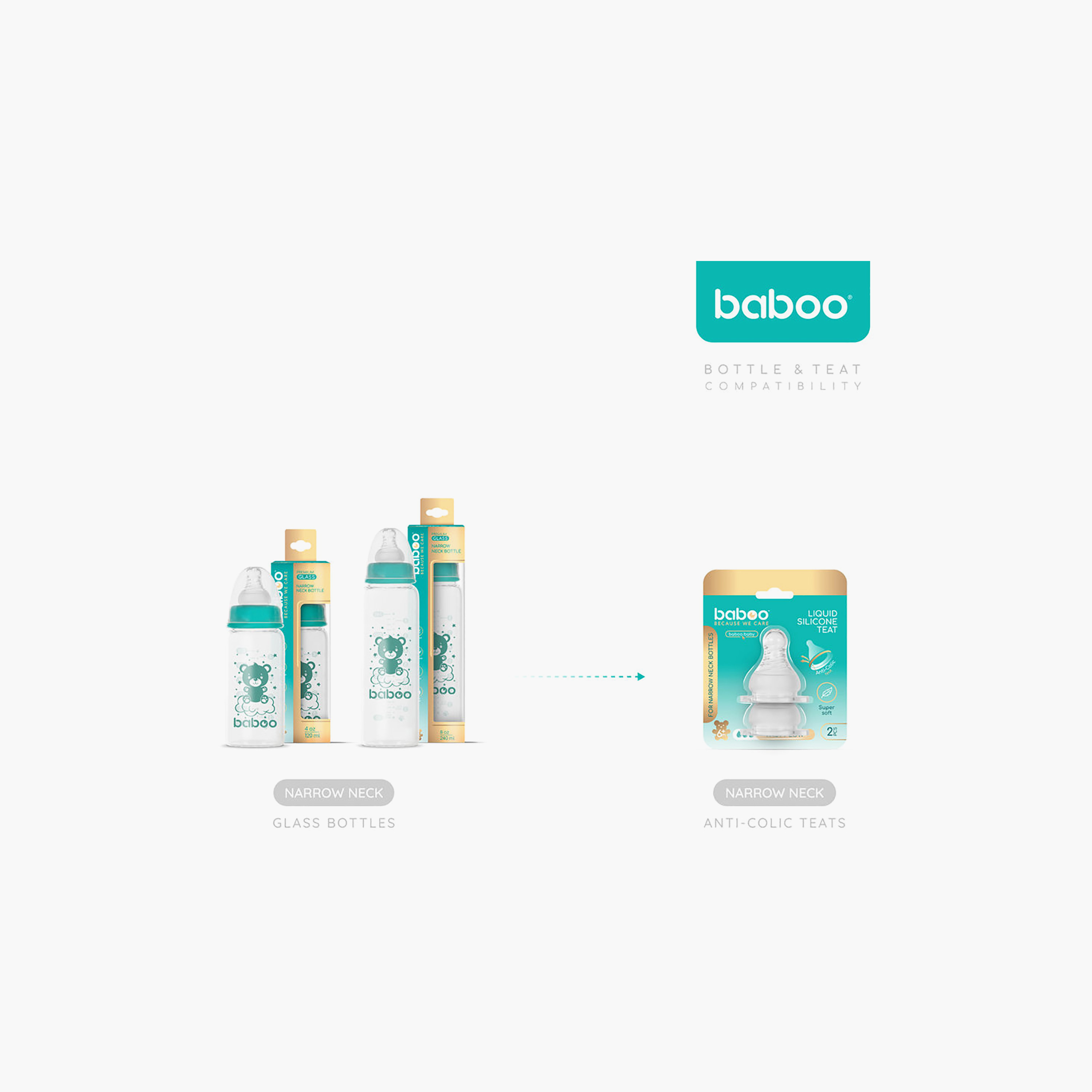 Baboo Anti-Colic Glass Bottle with Narrow Neck - 120 ml - 0 Months+-baby-feeding-feedingbottles-bottlesandteats-image-10