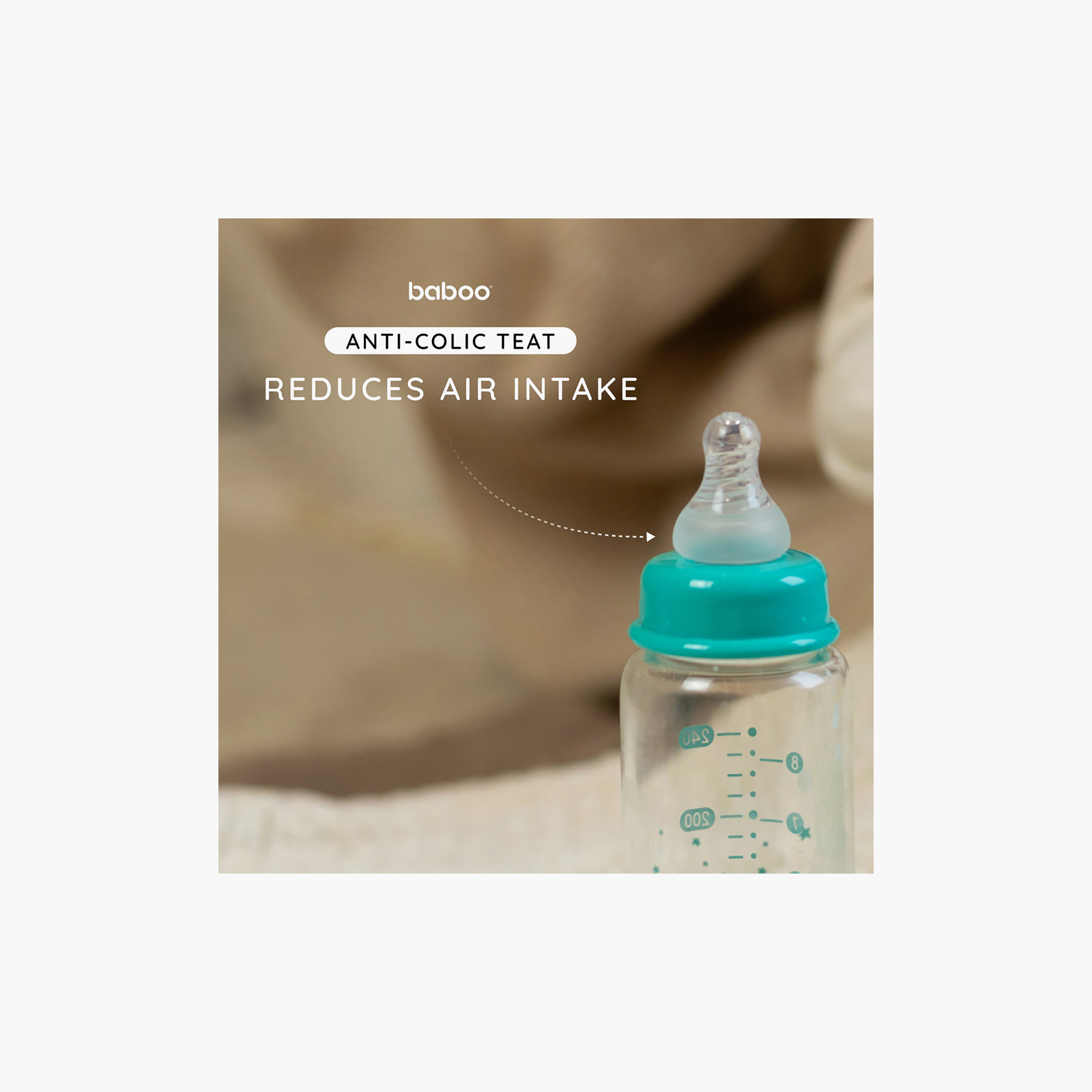 Baboo Anti-Colic Glass Bottle with Narrow Neck - 120 ml - 0 Months+-baby-feeding-feedingbottles-bottlesandteats-image-7