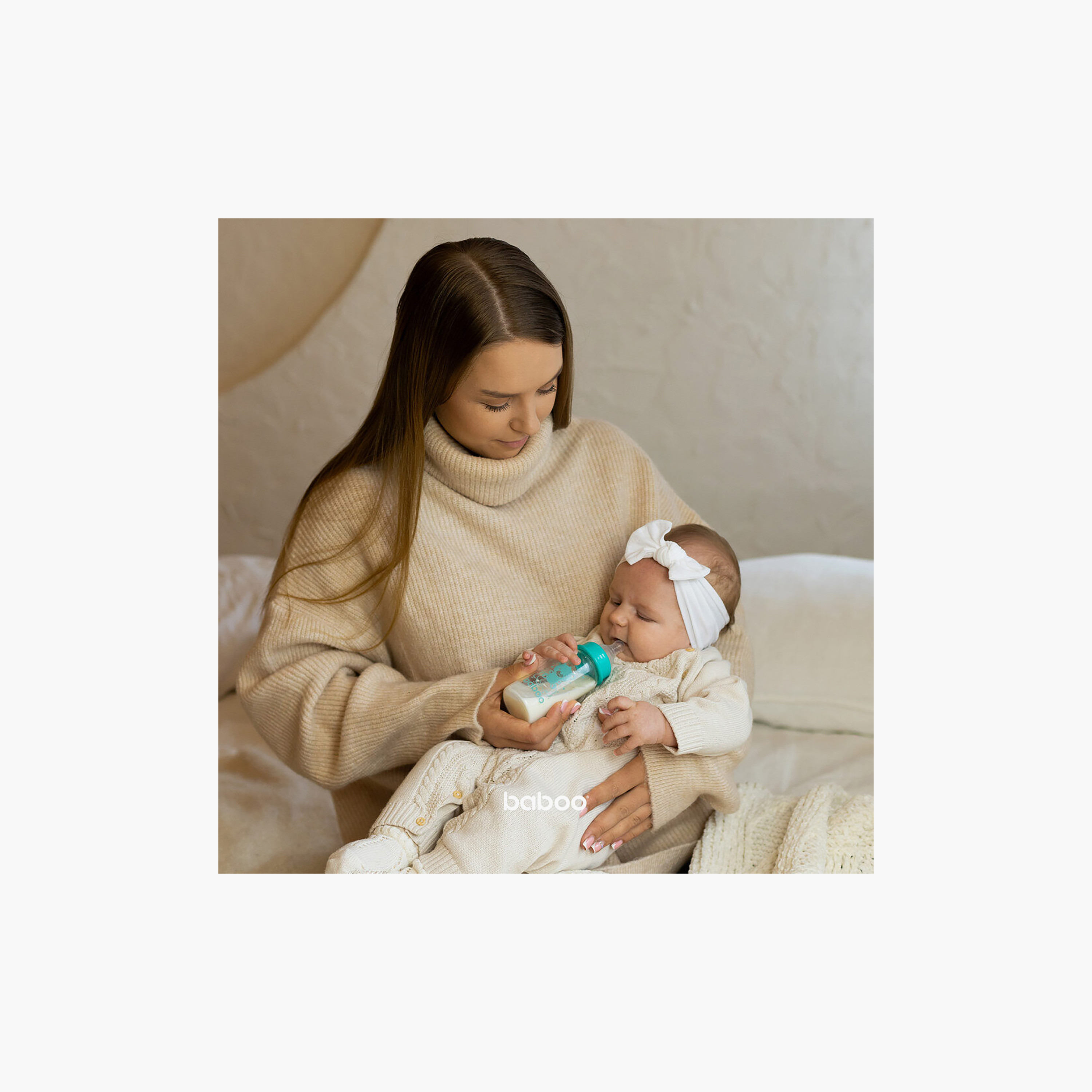 Baboo Anti-Colic Glass Bottle with Narrow Neck - 240 ml - 3 Months+-baby-feeding-feedingbottles-bottlesandteats-image-2