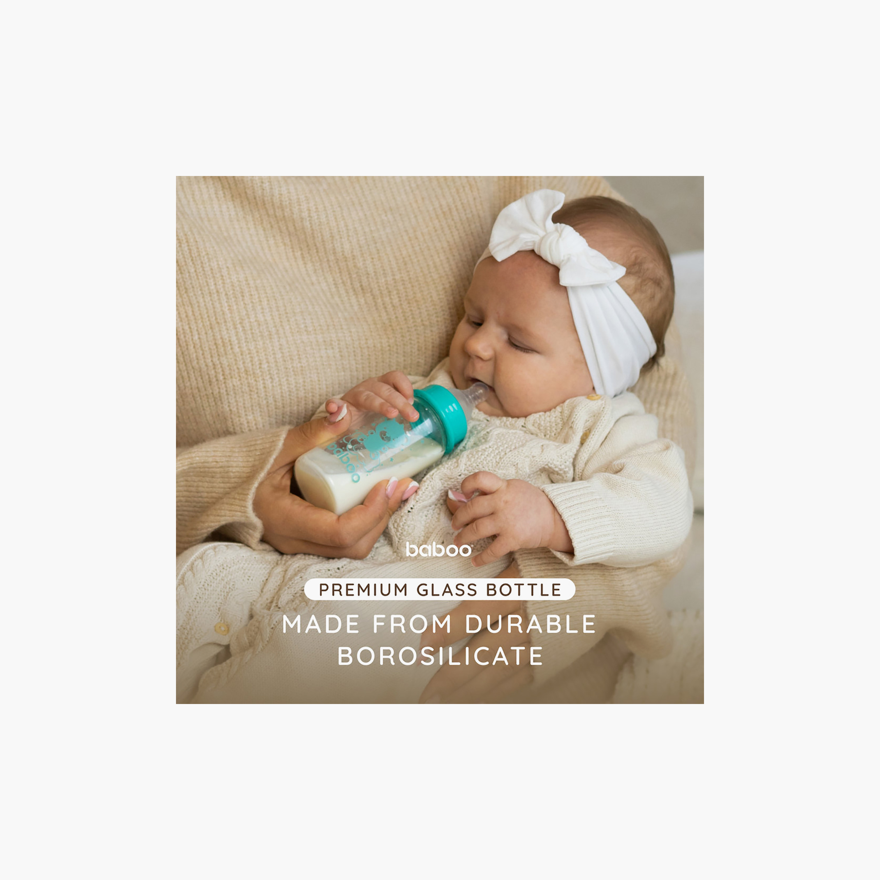 Baboo Anti-Colic Glass Bottle with Narrow Neck - 240 ml - 3 Months+-baby-feeding-feedingbottles-bottlesandteats-image-6