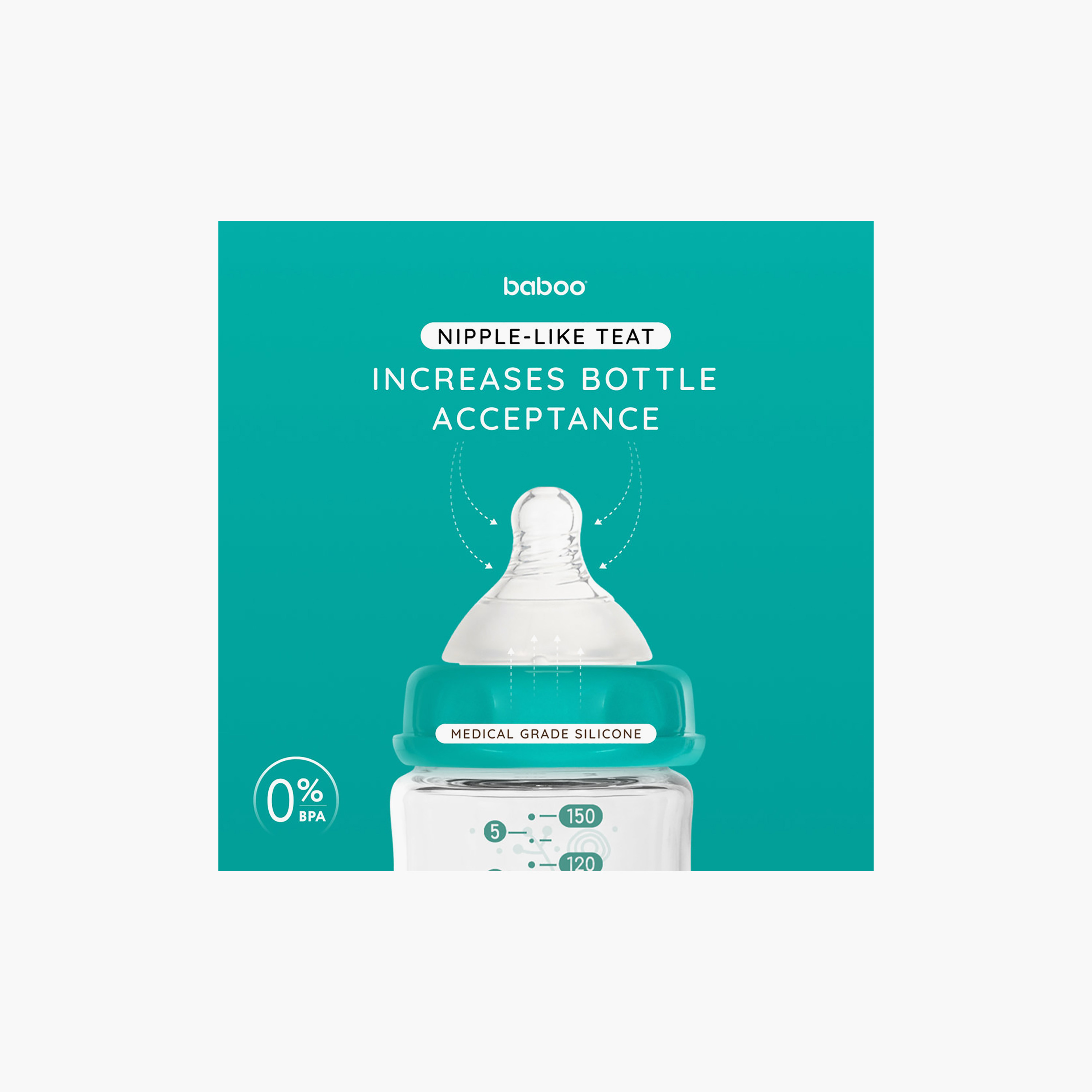 Baboo Anti-Colic Glass Bottle with Wide Neck - 250 ml - 3 Months+-baby-feeding-feedingbottles-bottlesandteats-image-10