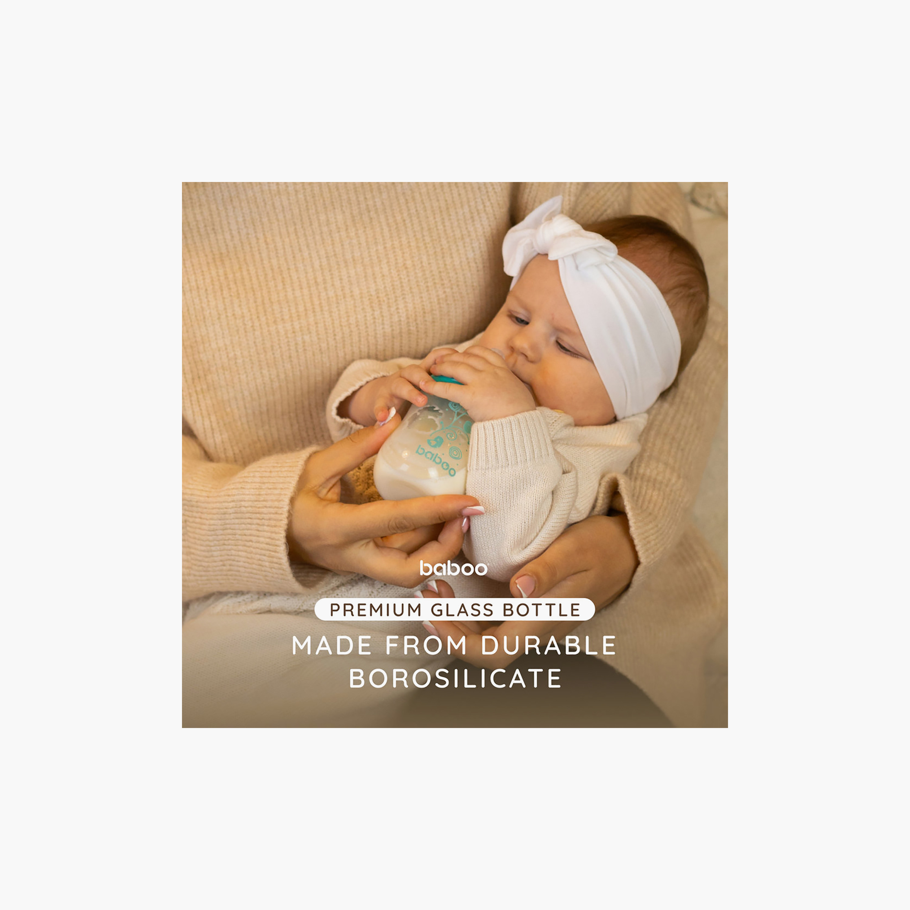 Baboo Anti-Colic Glass Bottle with Wide Neck - 250 ml - 3 Months+-baby-feeding-feedingbottles-bottlesandteats-image-8