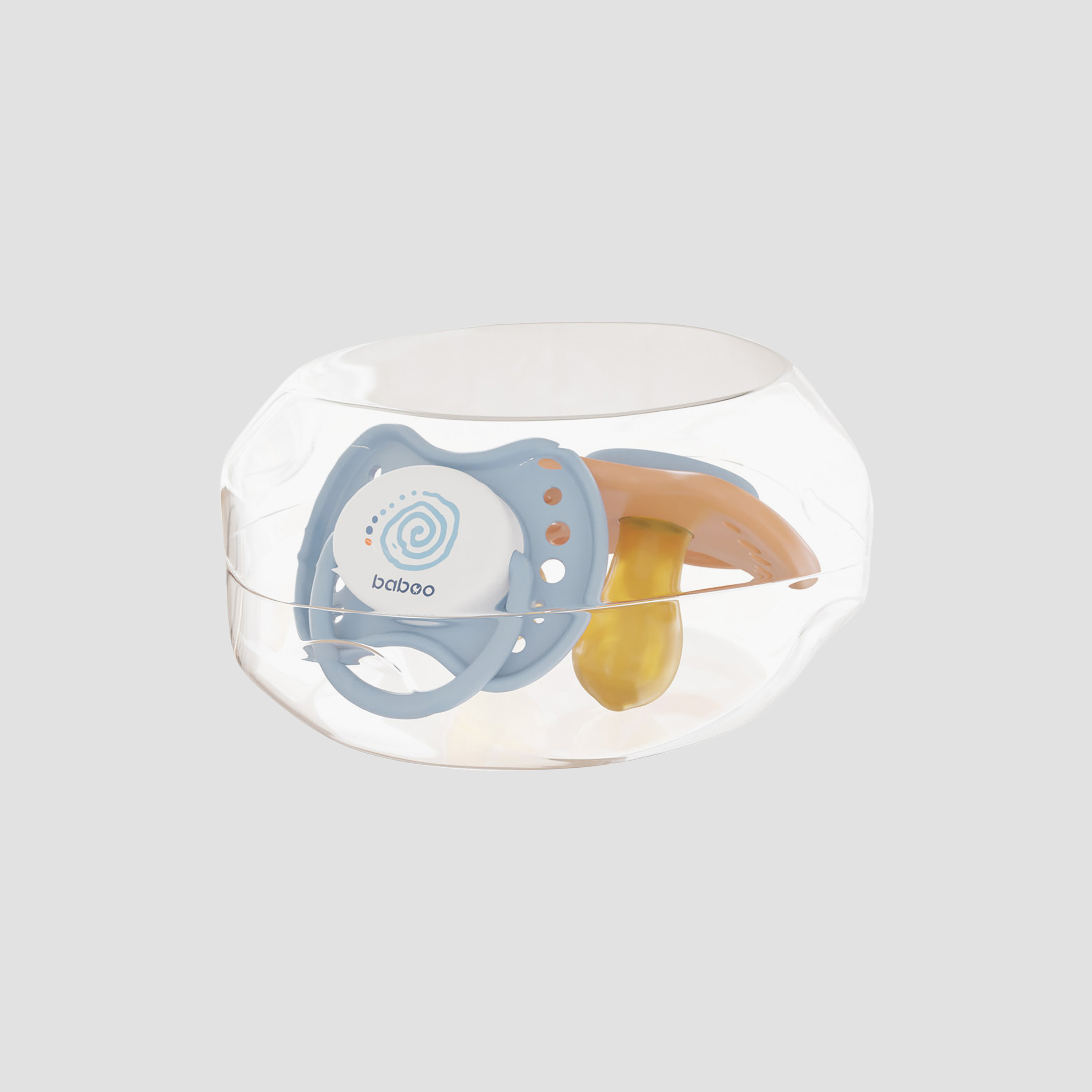 Baboo 2-Piece Round Latex Baby Pacifier with Sterilizer Box - Blue Haze - 6 Months+-baby-feeding-pacifiers-image-2