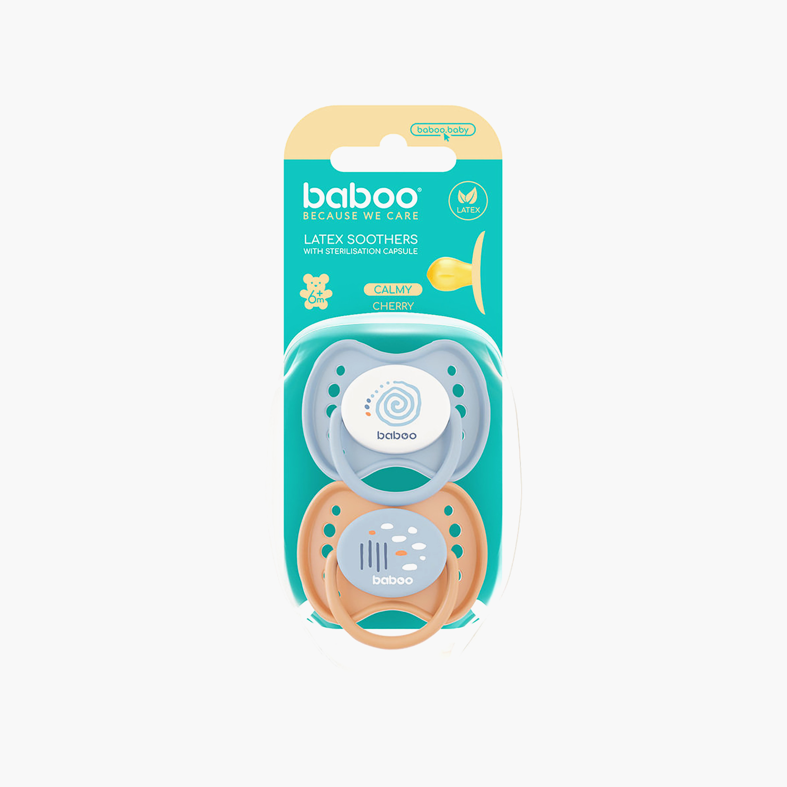 Baboo 2-Piece Round Latex Baby Pacifier with Sterilizer Box - Blue Haze - 6 Months+-baby-feeding-pacifiers-image-4