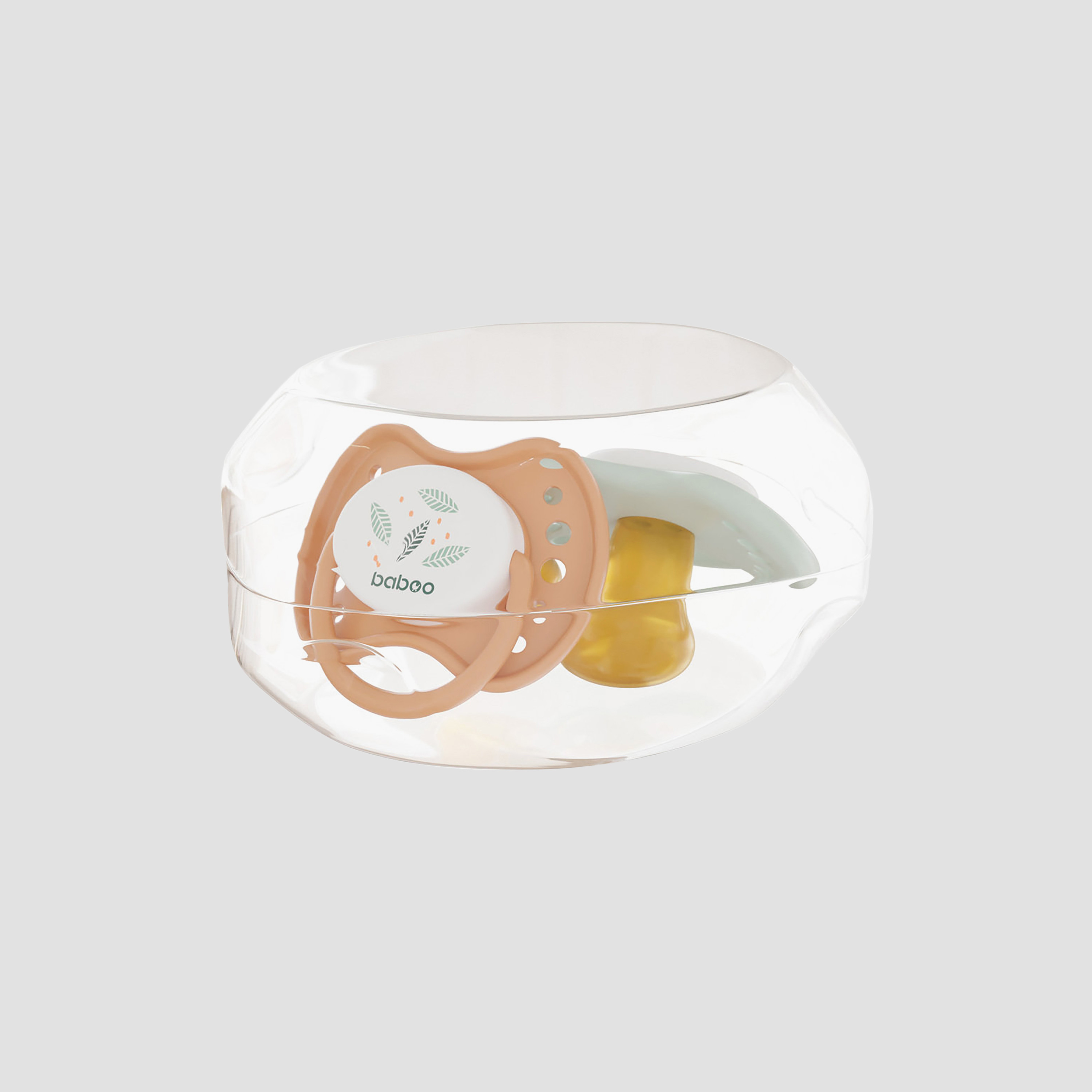 Baboo 2-Piece Latex Orthodontic Baby Pacifier with Sterilizer Box - Peachy Keen - 0 Months+-baby-feeding-pacifiers-image-2