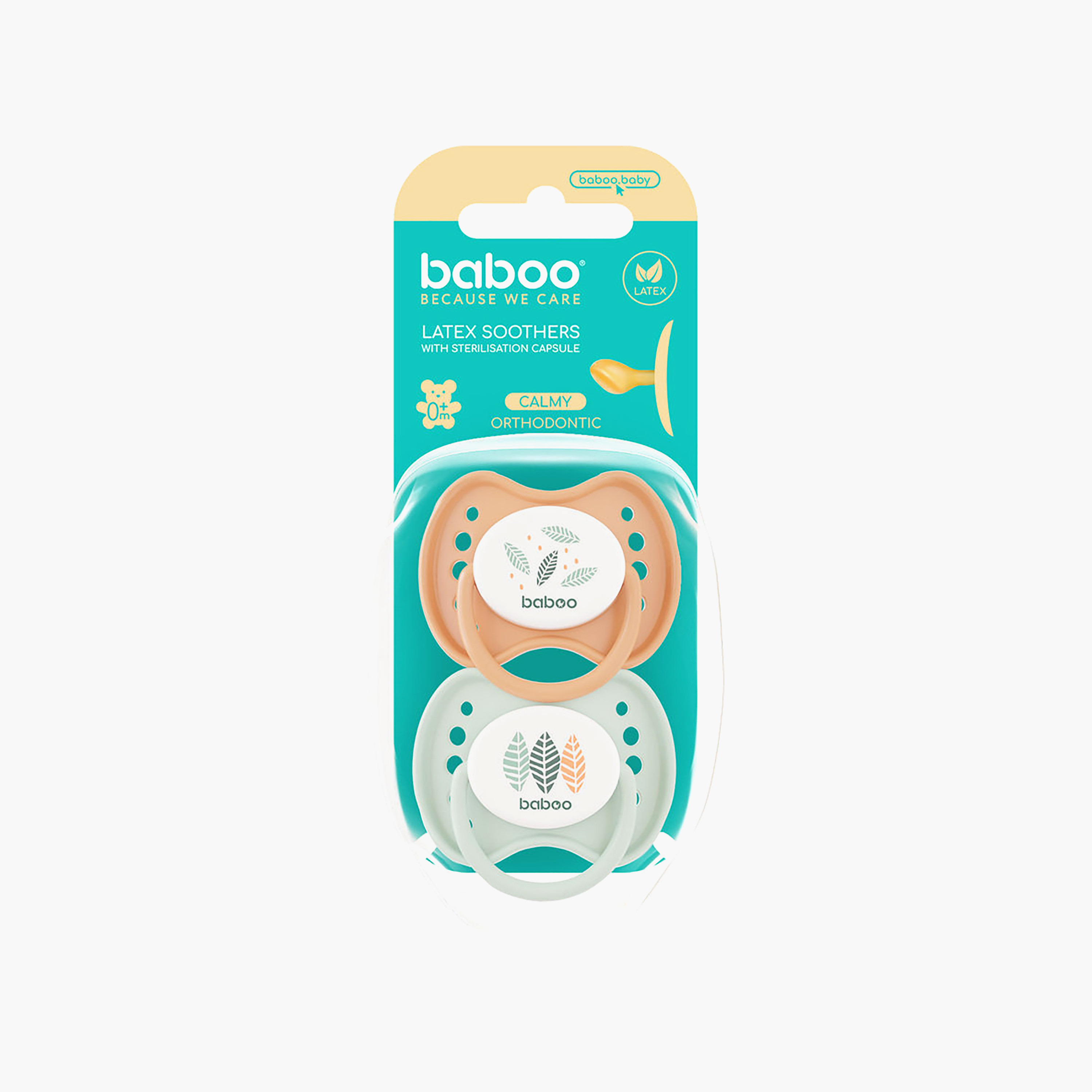 Baboo 2-Piece Latex Orthodontic Baby Pacifier with Sterilizer Box - Peachy Keen - 0 Months+-baby-feeding-pacifiers-image-4
