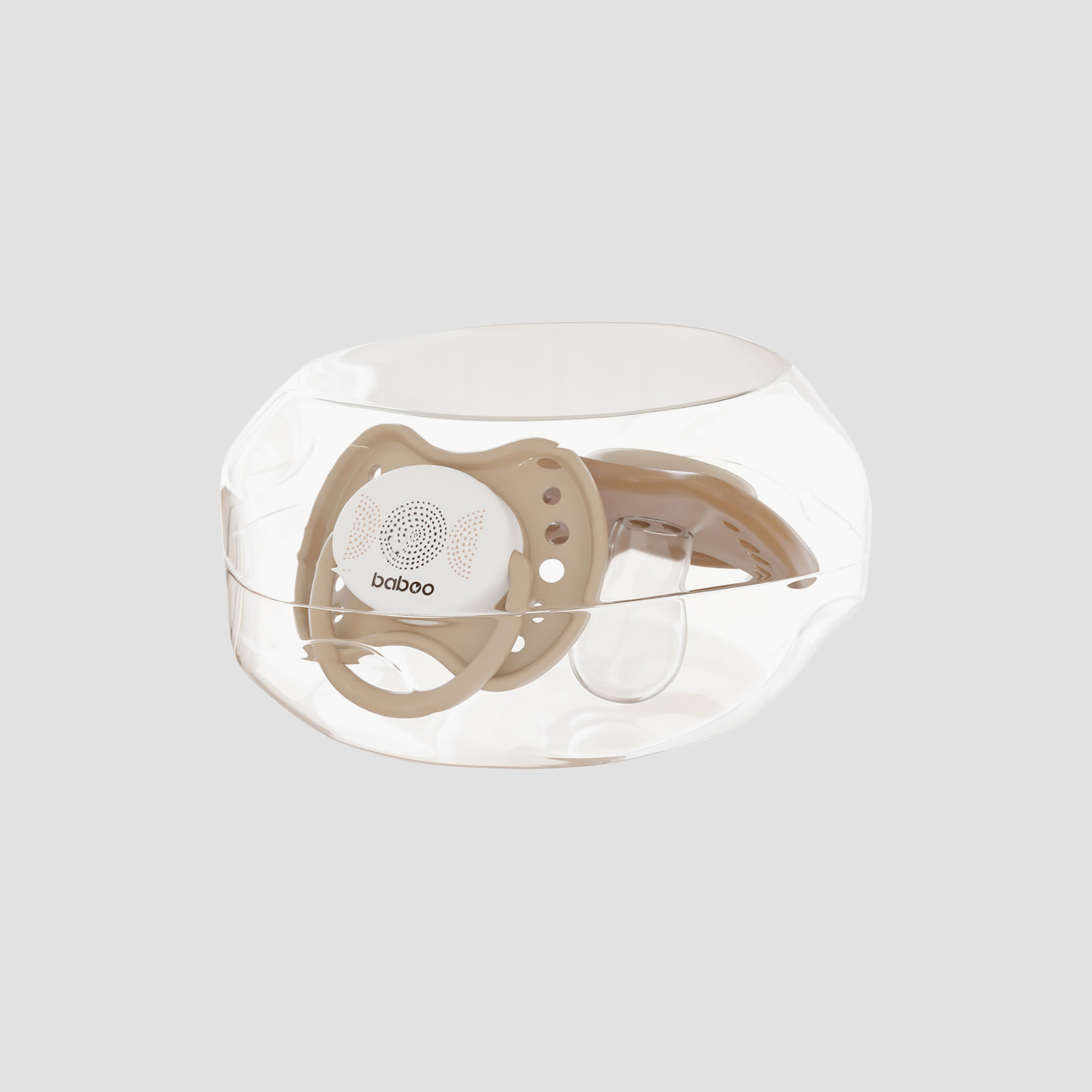 Baboo 2-Piece Silicone Symmetrical Baby Pacifier With Sterilizer Box - Au Naturale - 0 Months+-baby-feeding-pacifiers-image-2