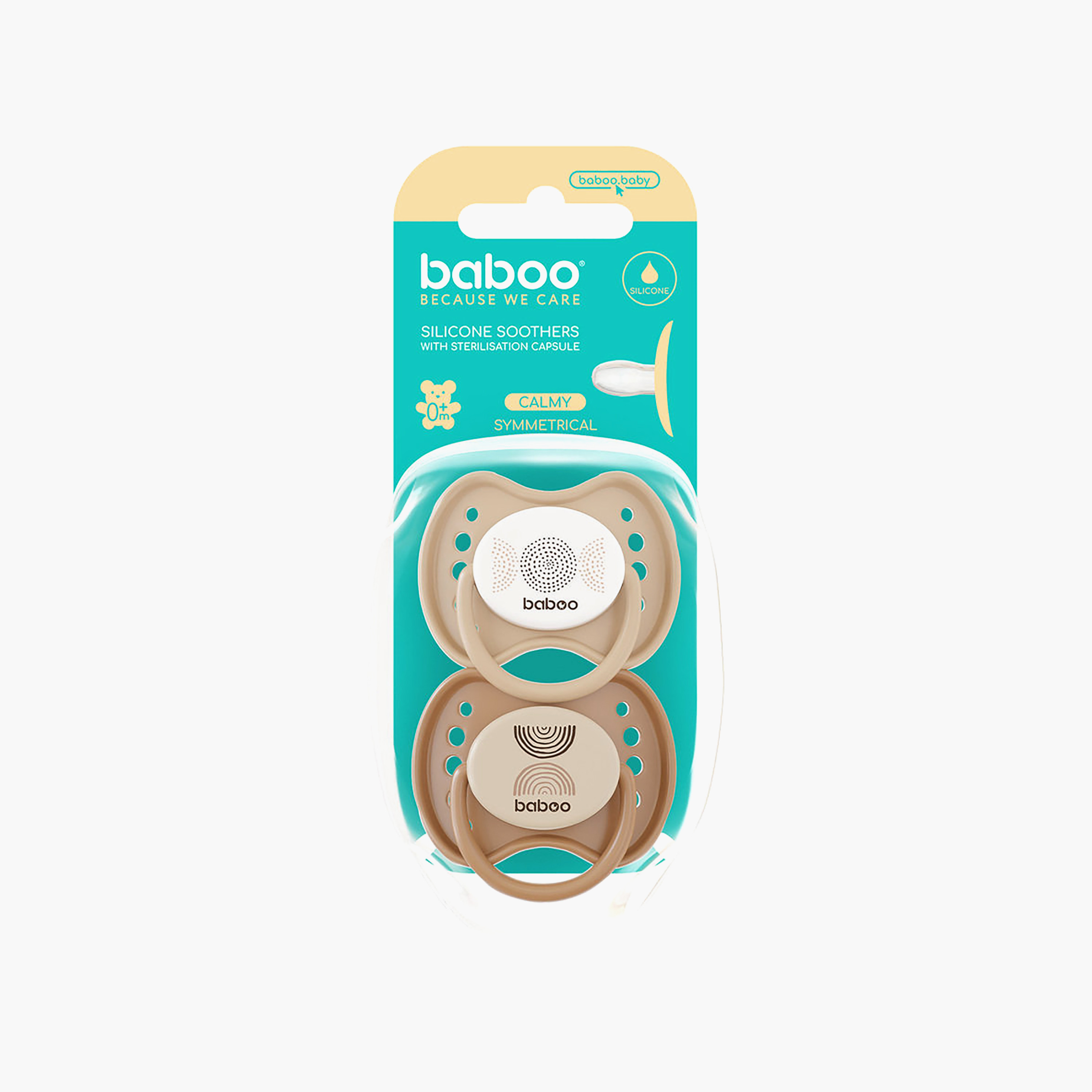 Baboo 2-Piece Silicone Symmetrical Baby Pacifier With Sterilizer Box - Au Naturale - 0 Months+-baby-feeding-pacifiers-image-4