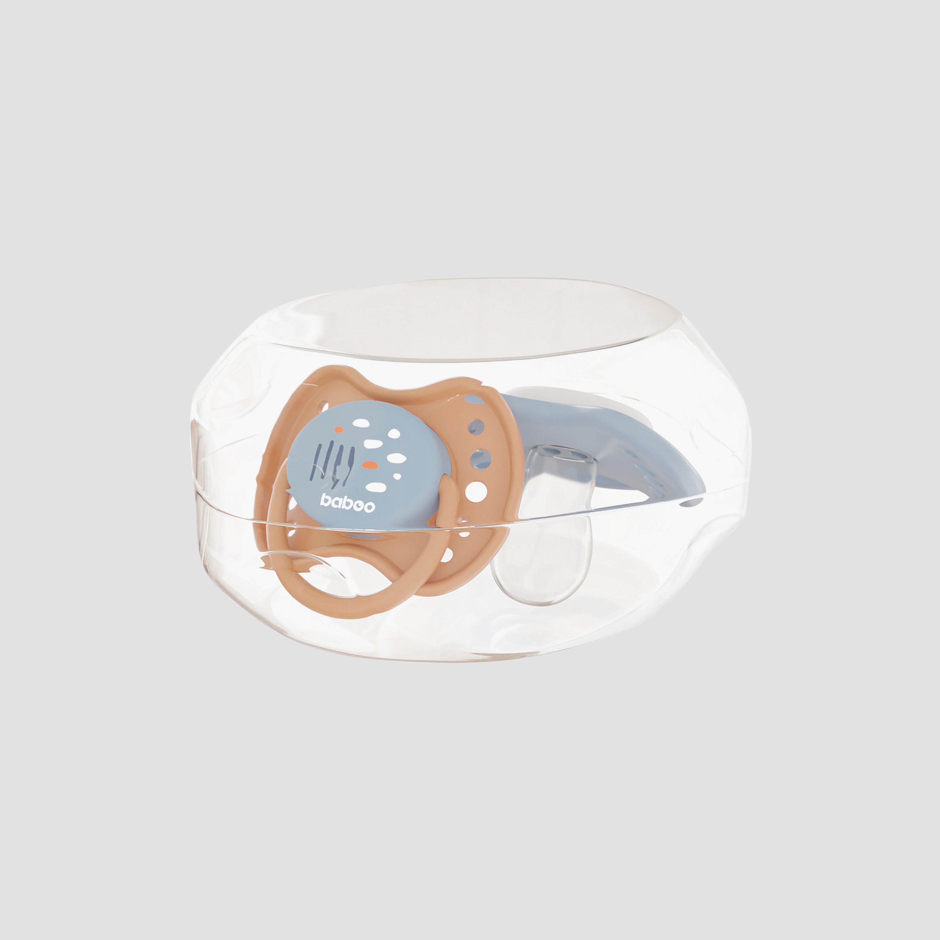 Baboo 2-Piece Silicone Symmetrical Baby Pacifier with Sterilizer Box - Blue Haze - 6 Months+-baby-feeding-pacifiers-image-2