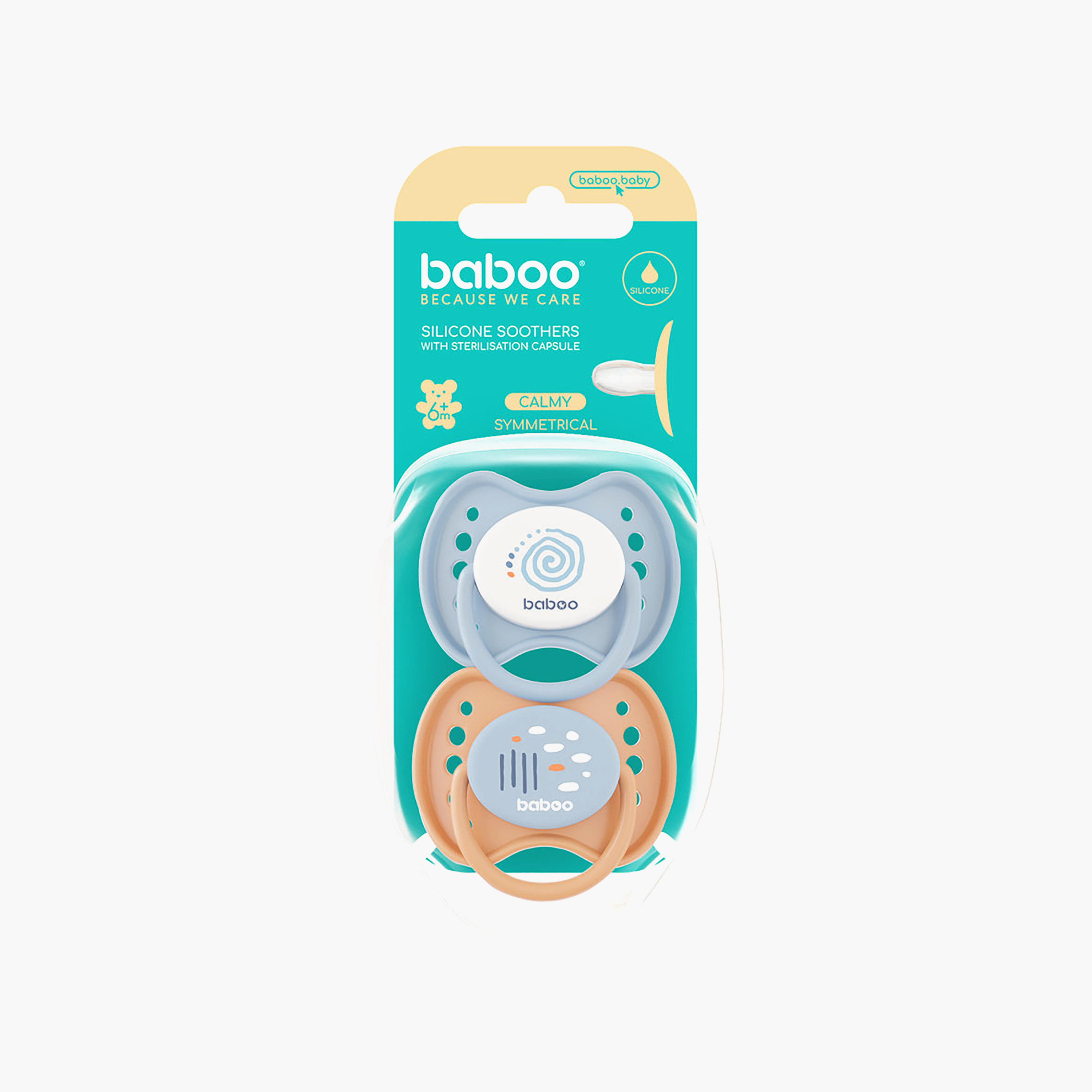 Baboo 2-Piece Silicone Symmetrical Baby Pacifier with Sterilizer Box - Blue Haze - 6 Months+-baby-feeding-pacifiers-image-4