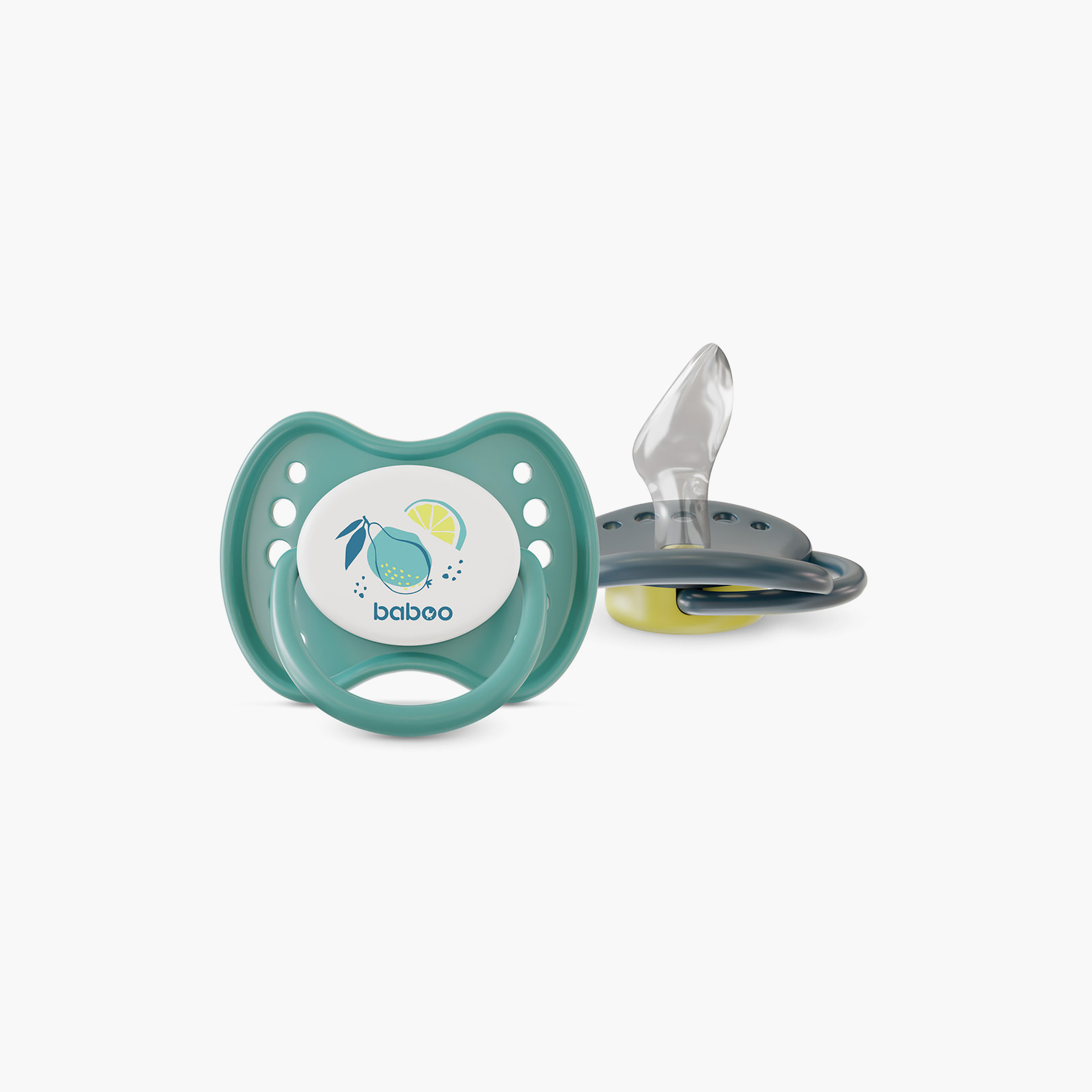 Baboo 2-Piece Silicone Orthodontic Baby Pacifier with Sterilizer Box - Lagoon Fiesta - 6 Months+-baby-feeding-pacifiers-image-1