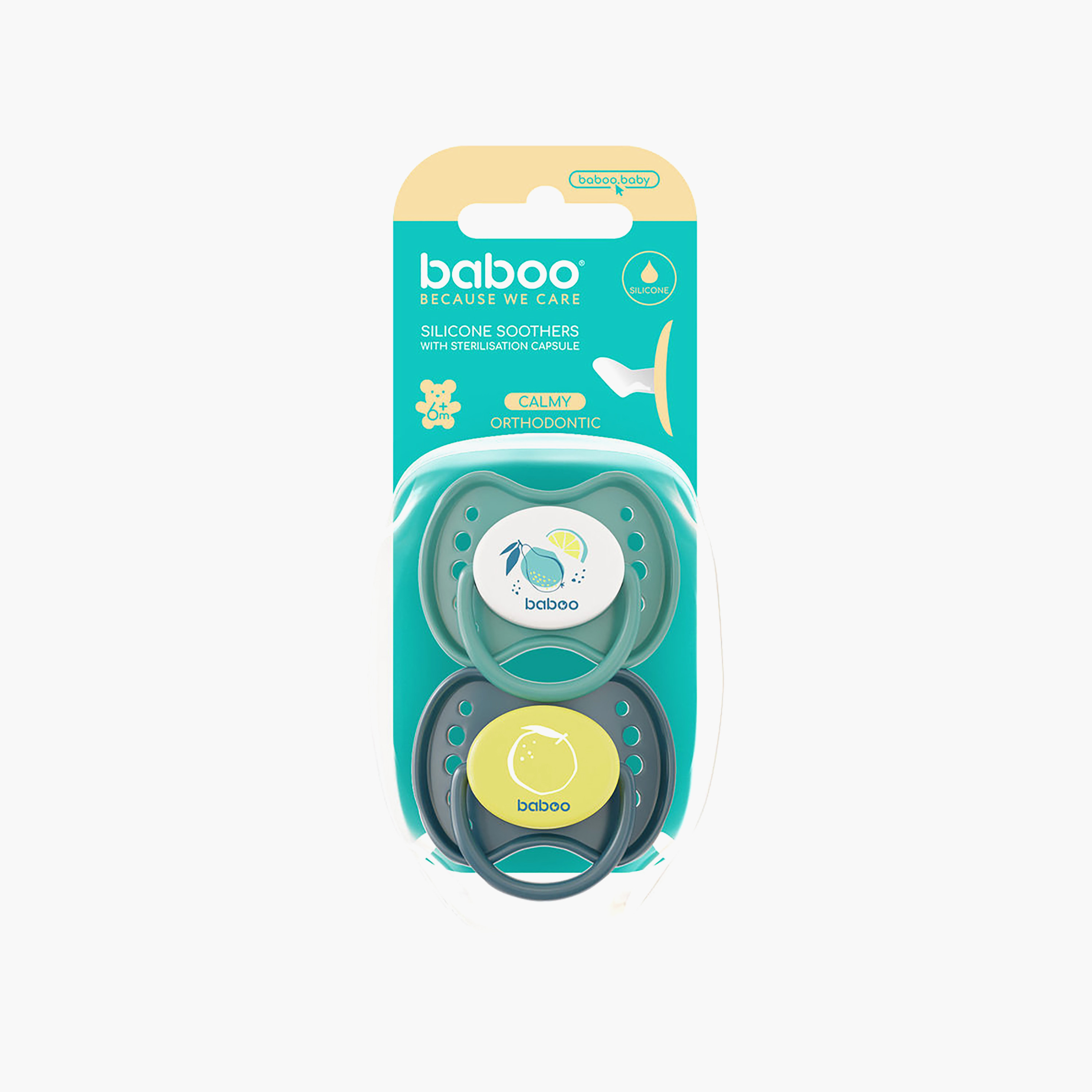 Baboo 2-Piece Silicone Orthodontic Baby Pacifier with Sterilizer Box - Lagoon Fiesta - 6 Months+-baby-feeding-pacifiers-image-4