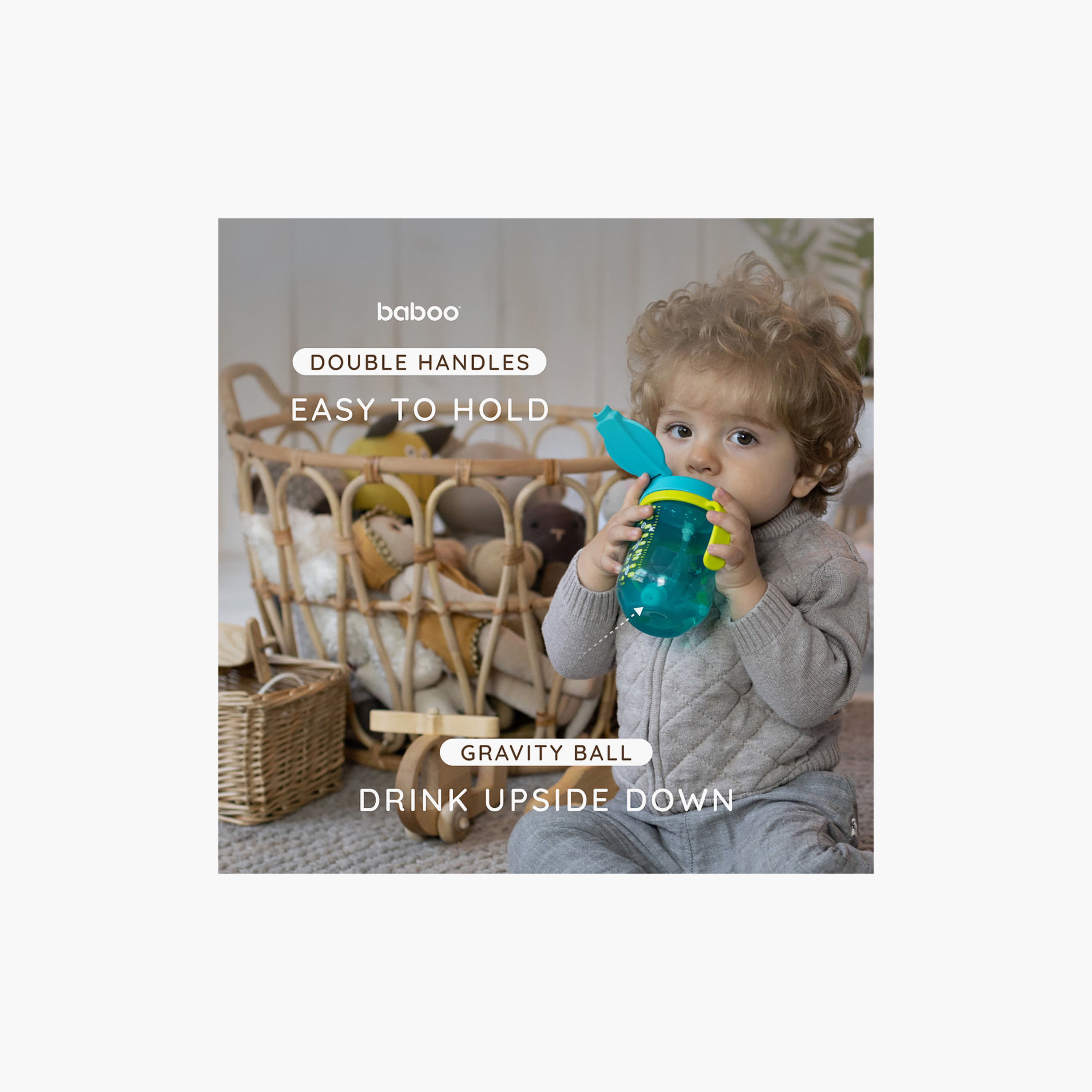 Baboo Sippy Cup with Silicone Straw & Weighted Ball - Orange - 300 ml - 9 Months+-baby-feeding-mealtimeessentials-image-5