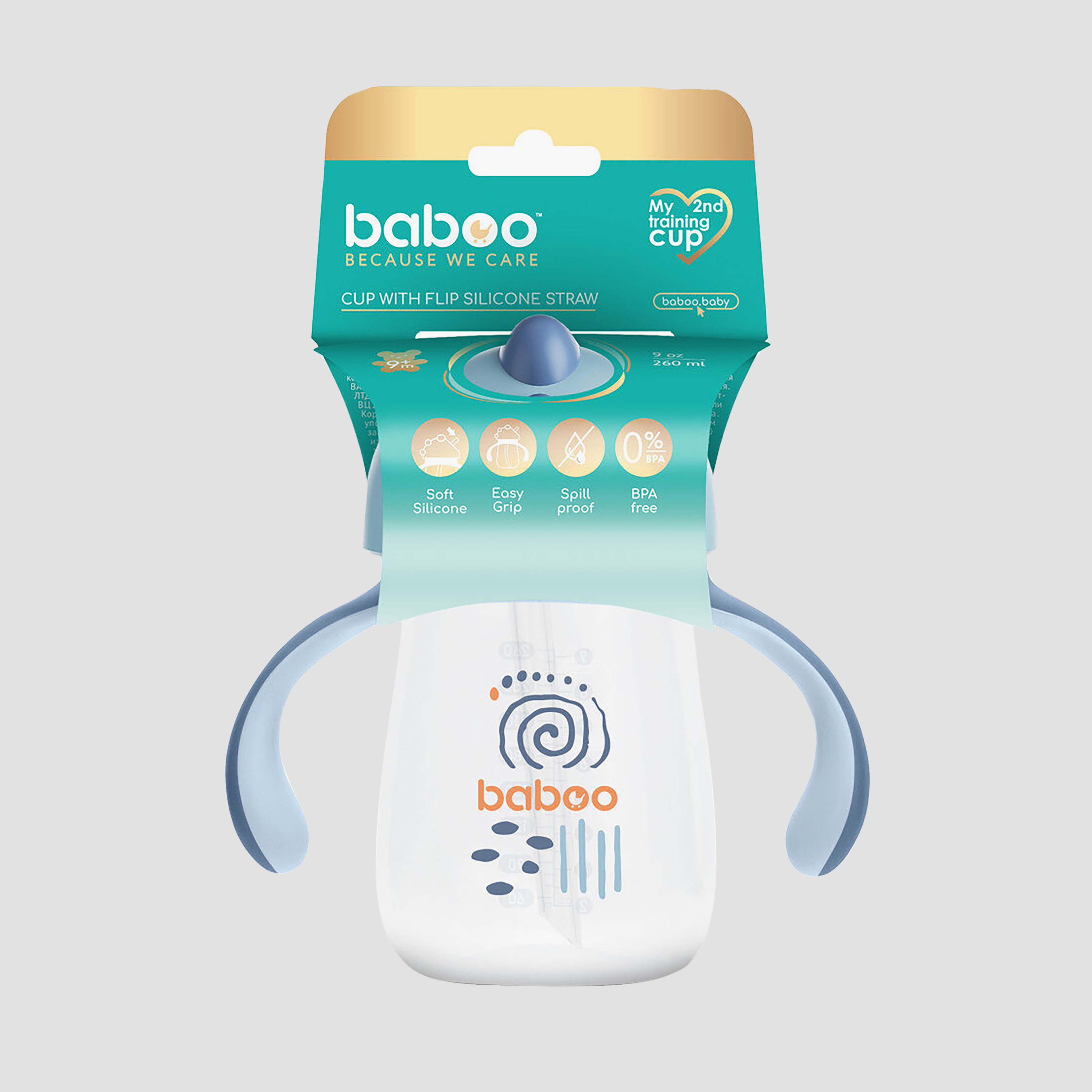 Baboo Sippy Cup with Silicone Straw - Blue Haze - 260 ml - 9 Months+-baby-feeding-mealtimeessentials-image-5