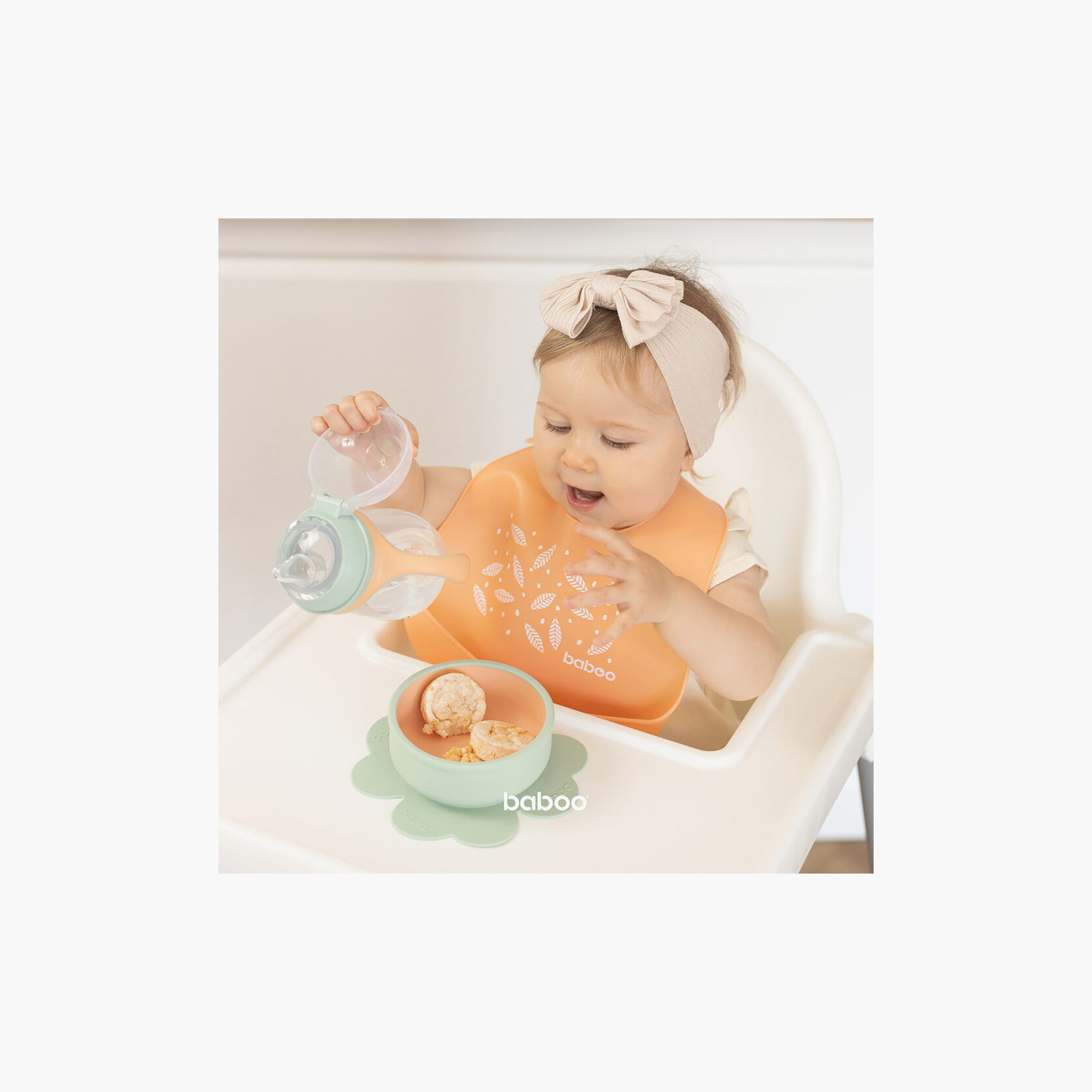 Baboo Silicone Bib - Peachy Keen - 4 Months+-baby-feeding-bibs-image-5