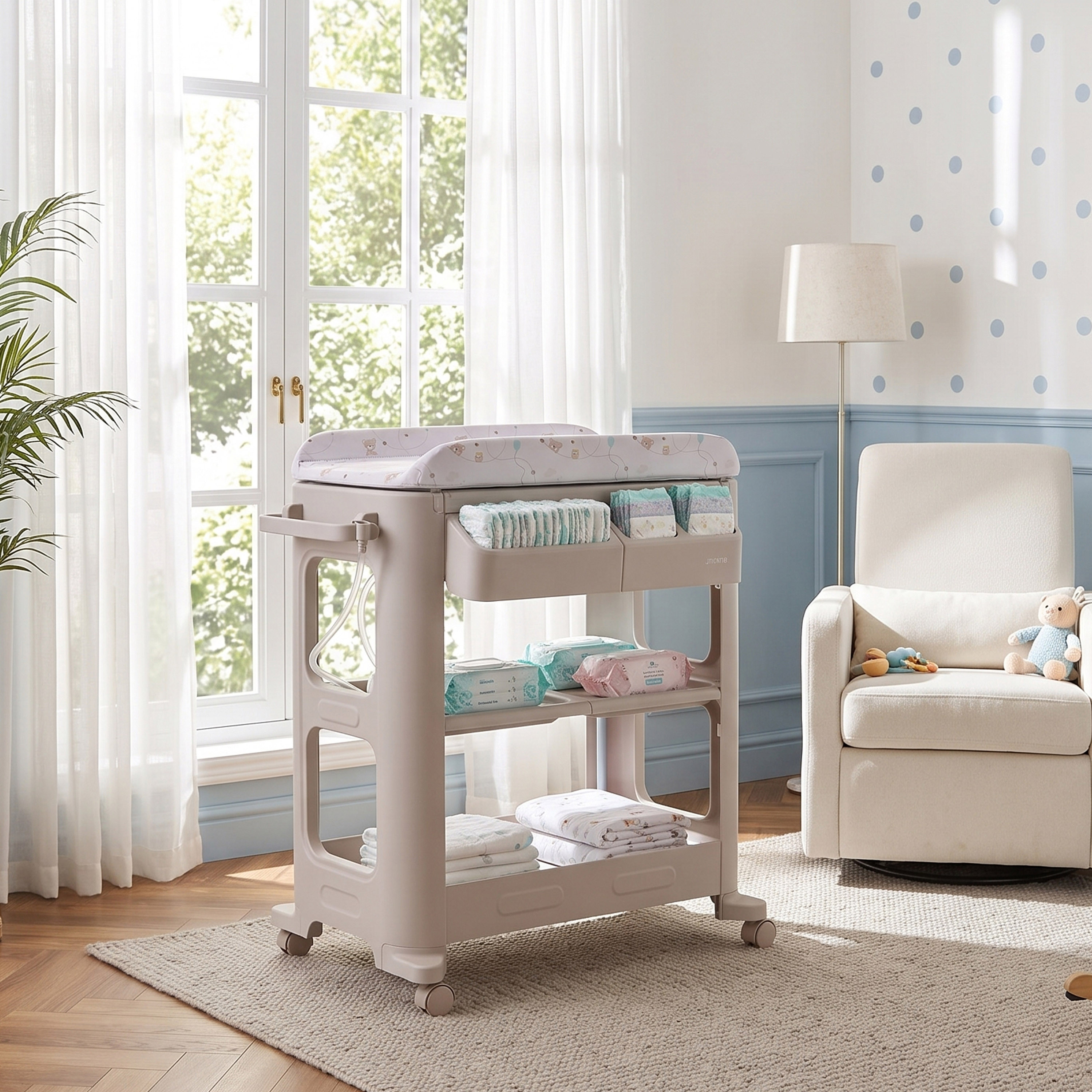 طاولة غيار بطبعات سفاري من جونيورز - 62x79x97 سم-baby-bathandcare-changingtables-image-1