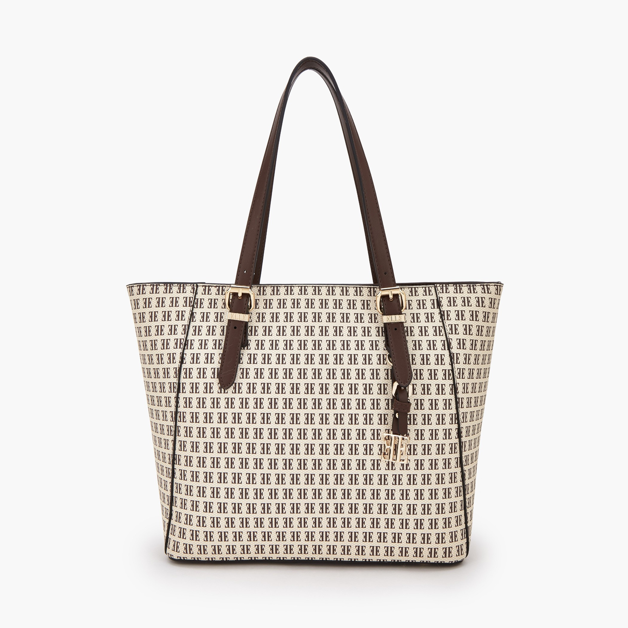 Elle Monogram Print Tote Bag with Zip Closure-women-bagsandwallets-handbags-image-1