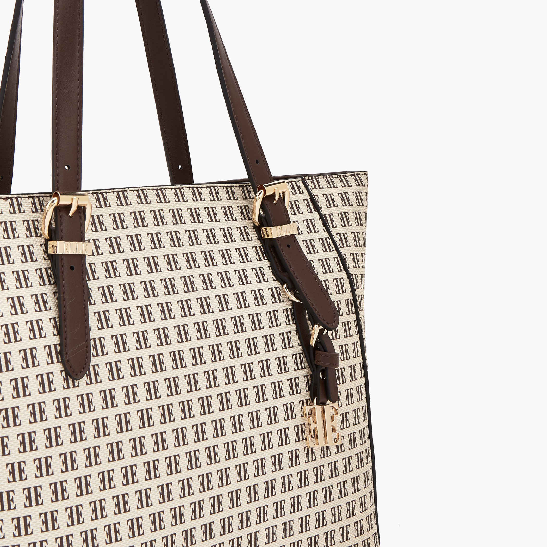 Elle Monogram Print Tote Bag with Zip Closure-women-bagsandwallets-handbags-image-3