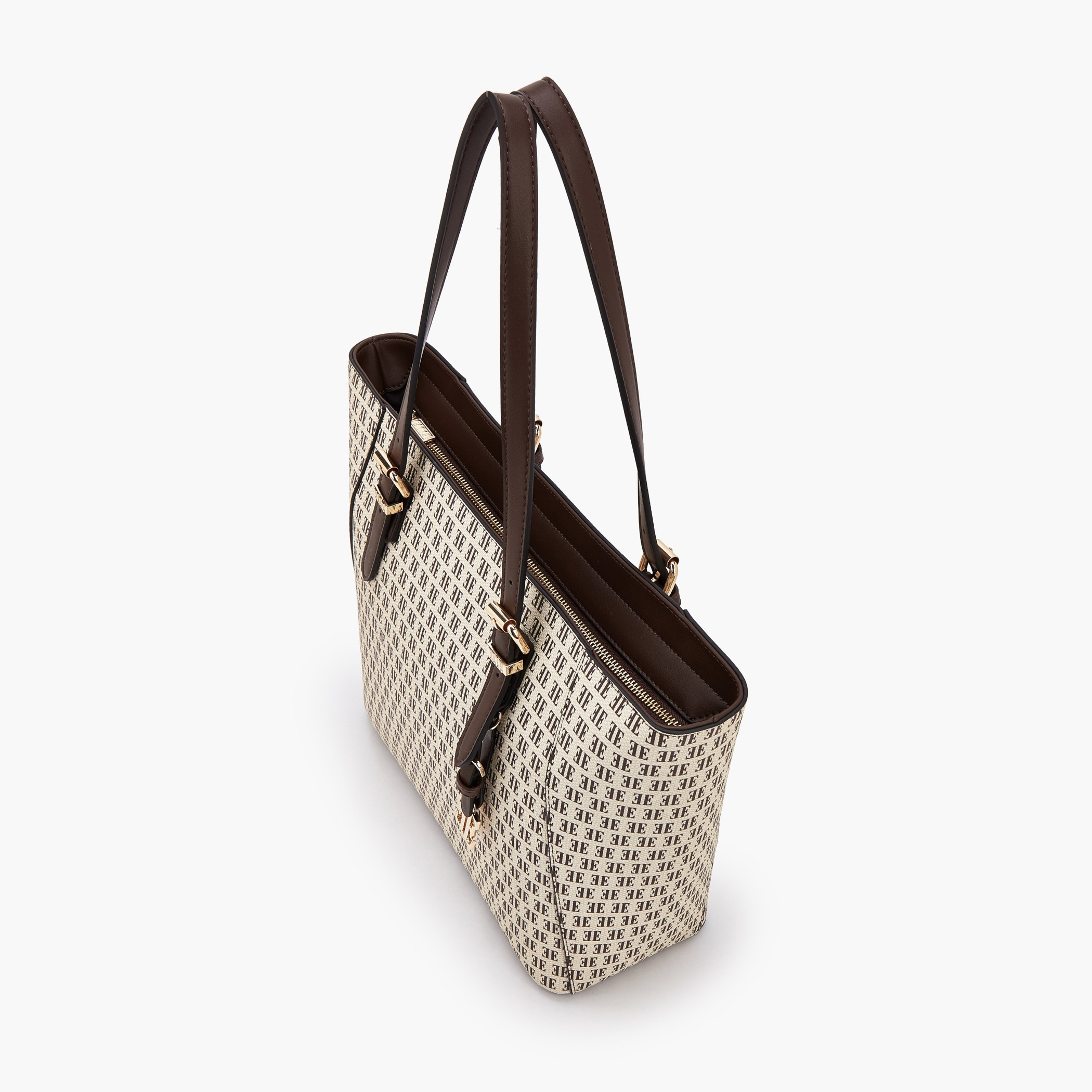 Elle Monogram Print Tote Bag with Zip Closure-women-bagsandwallets-handbags-image-5
