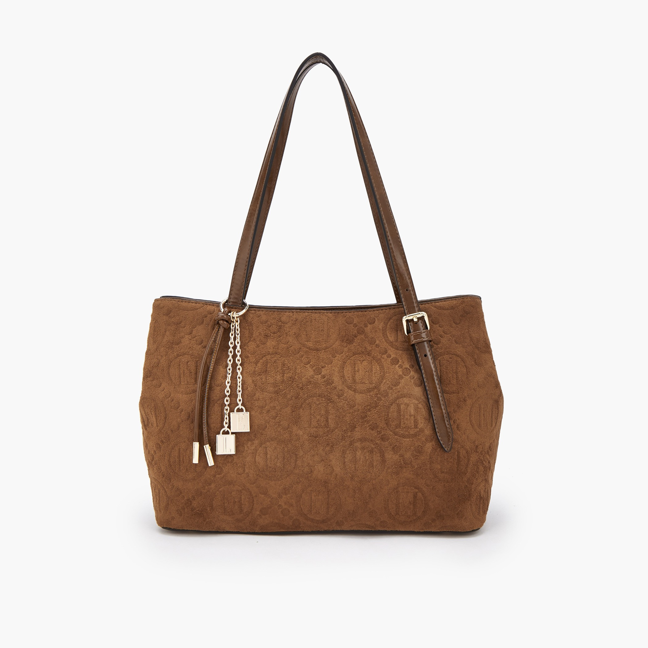 شنطة كتف بنقوش مونوجرام وسحاب إغلاق من إيل-women-bagsandwallets-handbags-image-1
