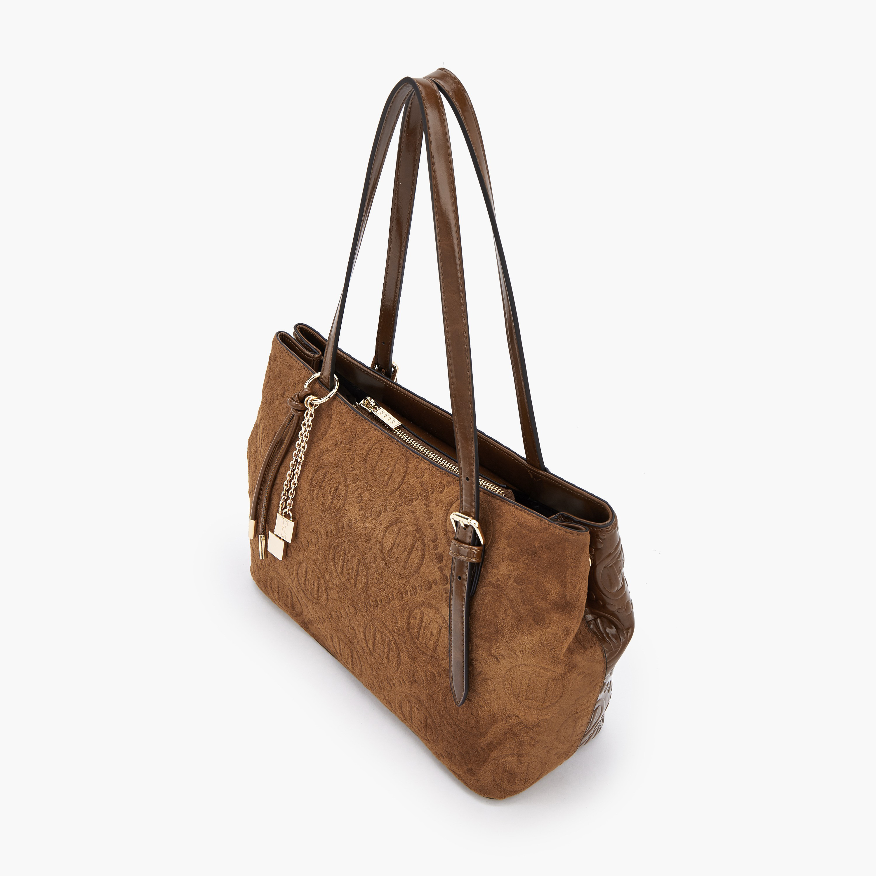 شنطة كتف بنقوش مونوجرام وسحاب إغلاق من إيل-women-bagsandwallets-handbags-image-5