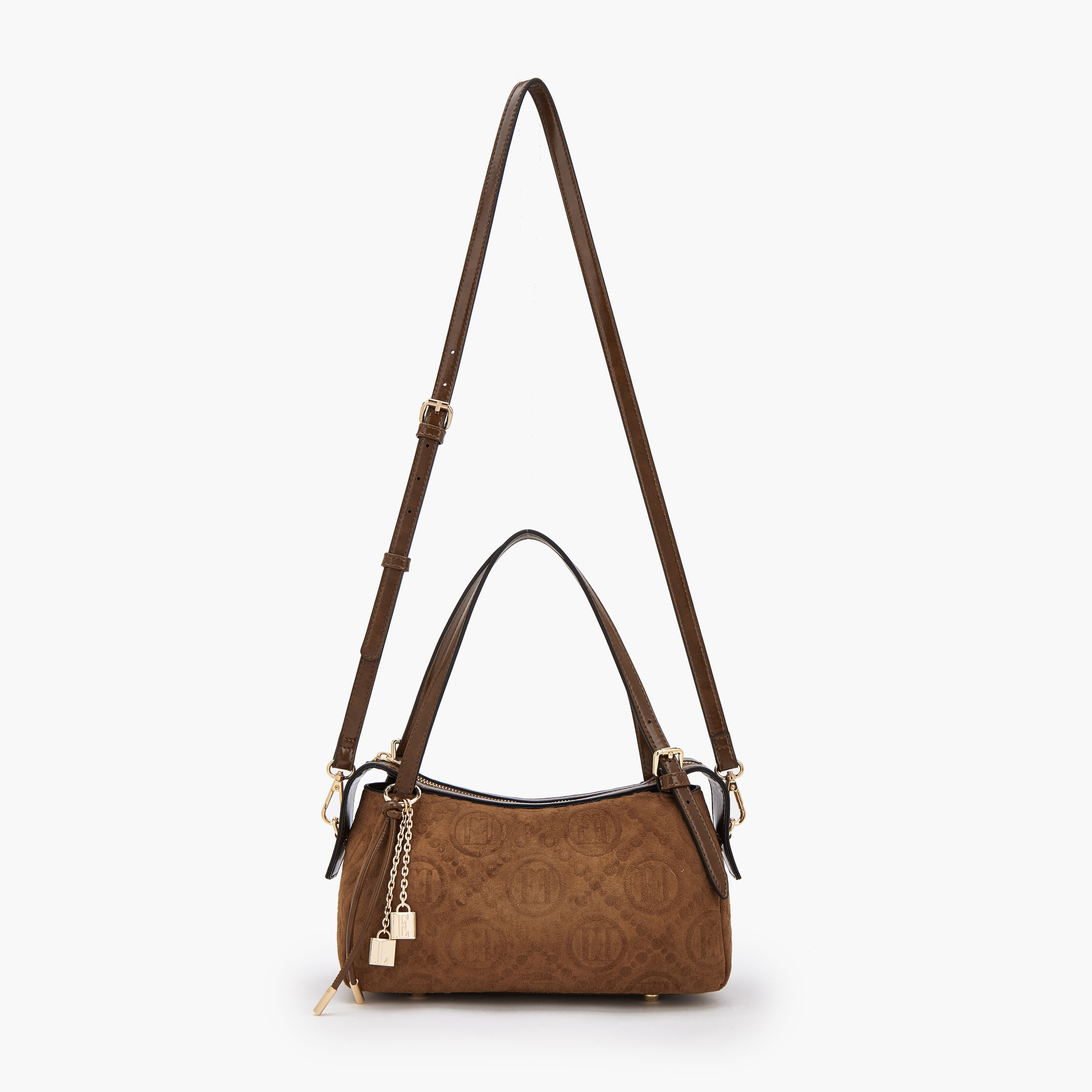 Elle Monogram Textured Shoulder Bag with Charm Accent-women-bagsandwallets-handbags-image-2