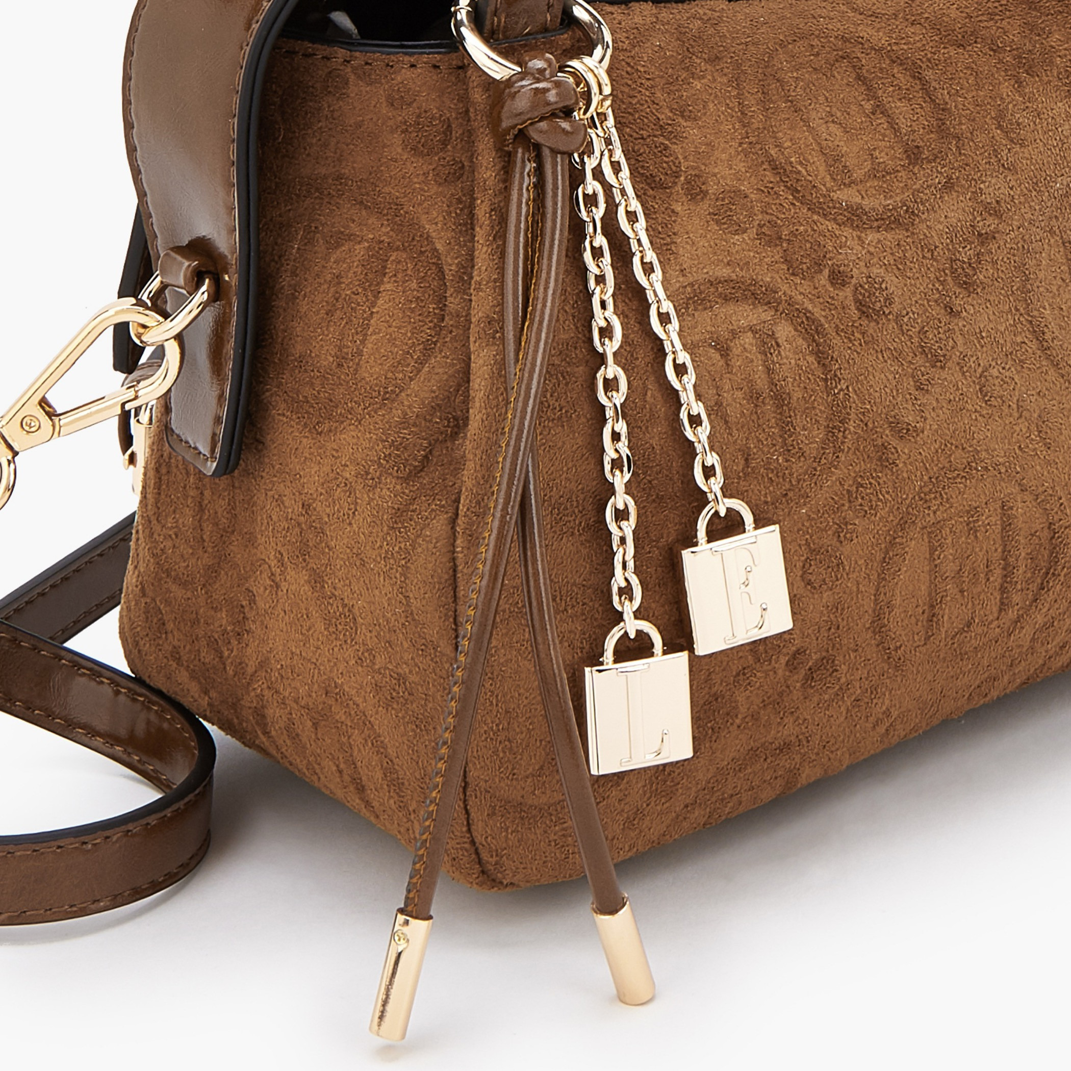 Elle Monogram Textured Shoulder Bag with Charm Accent-women-bagsandwallets-handbags-image-3