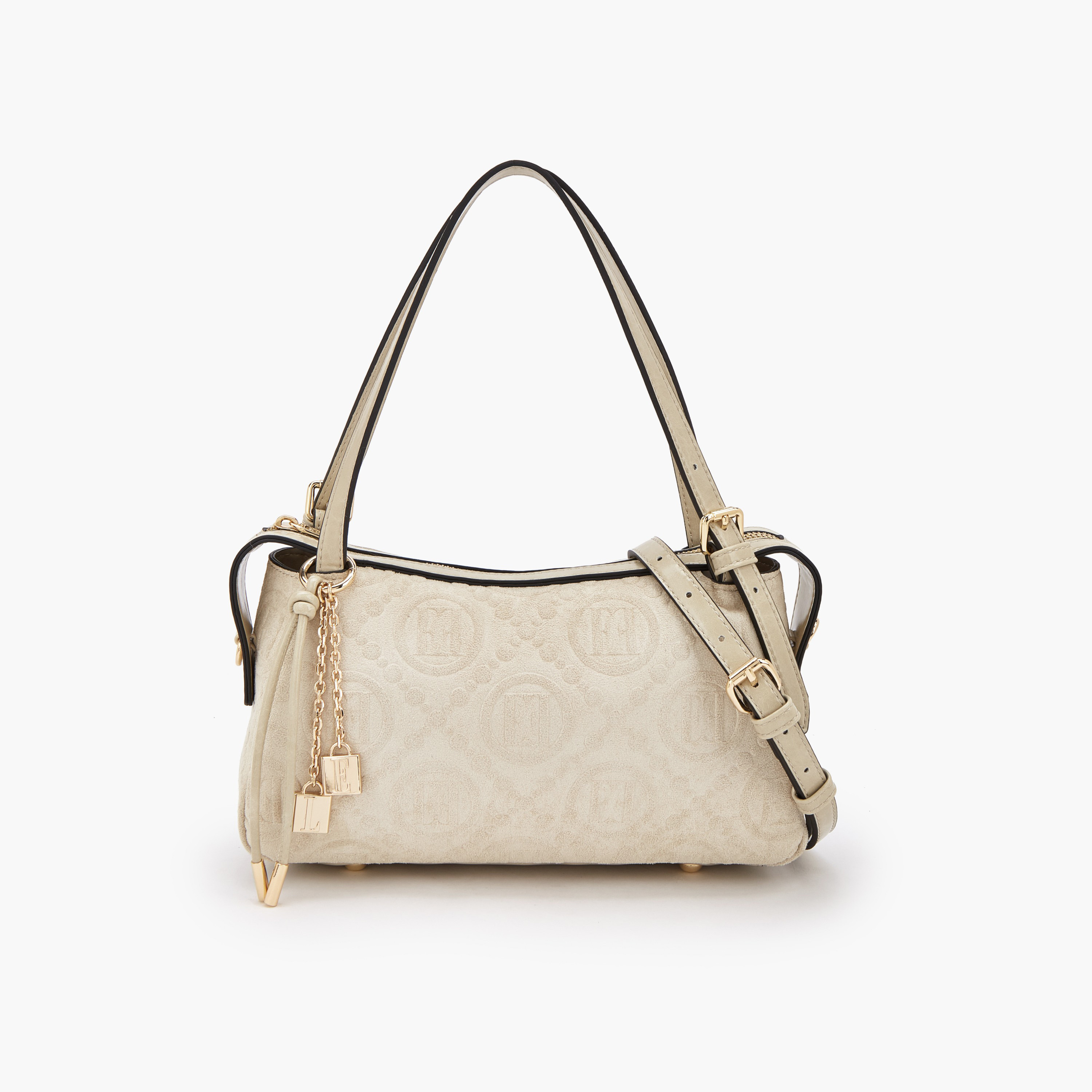شنطة كتف بارزة الملمس مونوجرام وزينة دلايّة من إيل-women-bagsandwallets-handbags-image-1