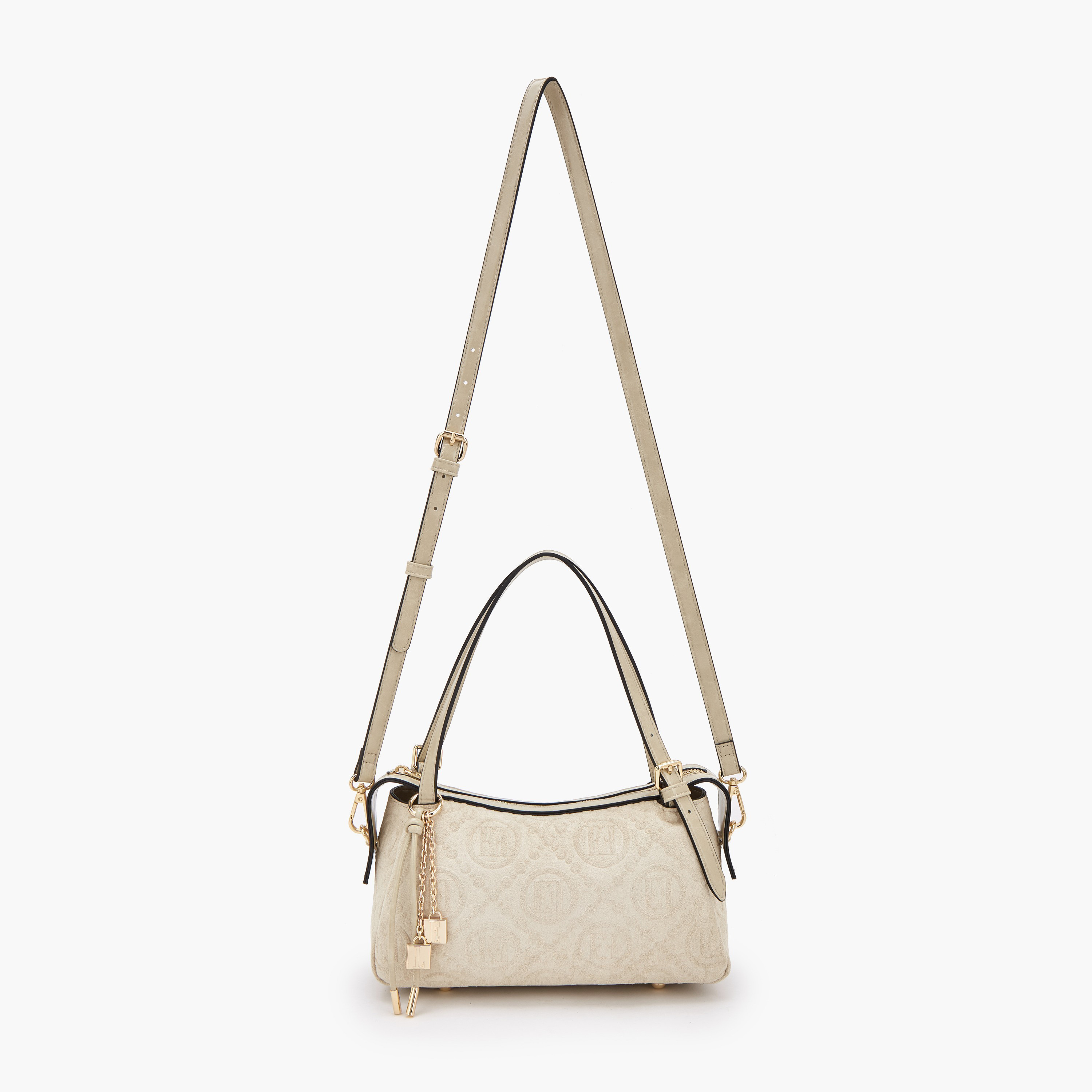 شنطة كتف بارزة الملمس مونوجرام وزينة دلايّة من إيل-women-bagsandwallets-handbags-image-2