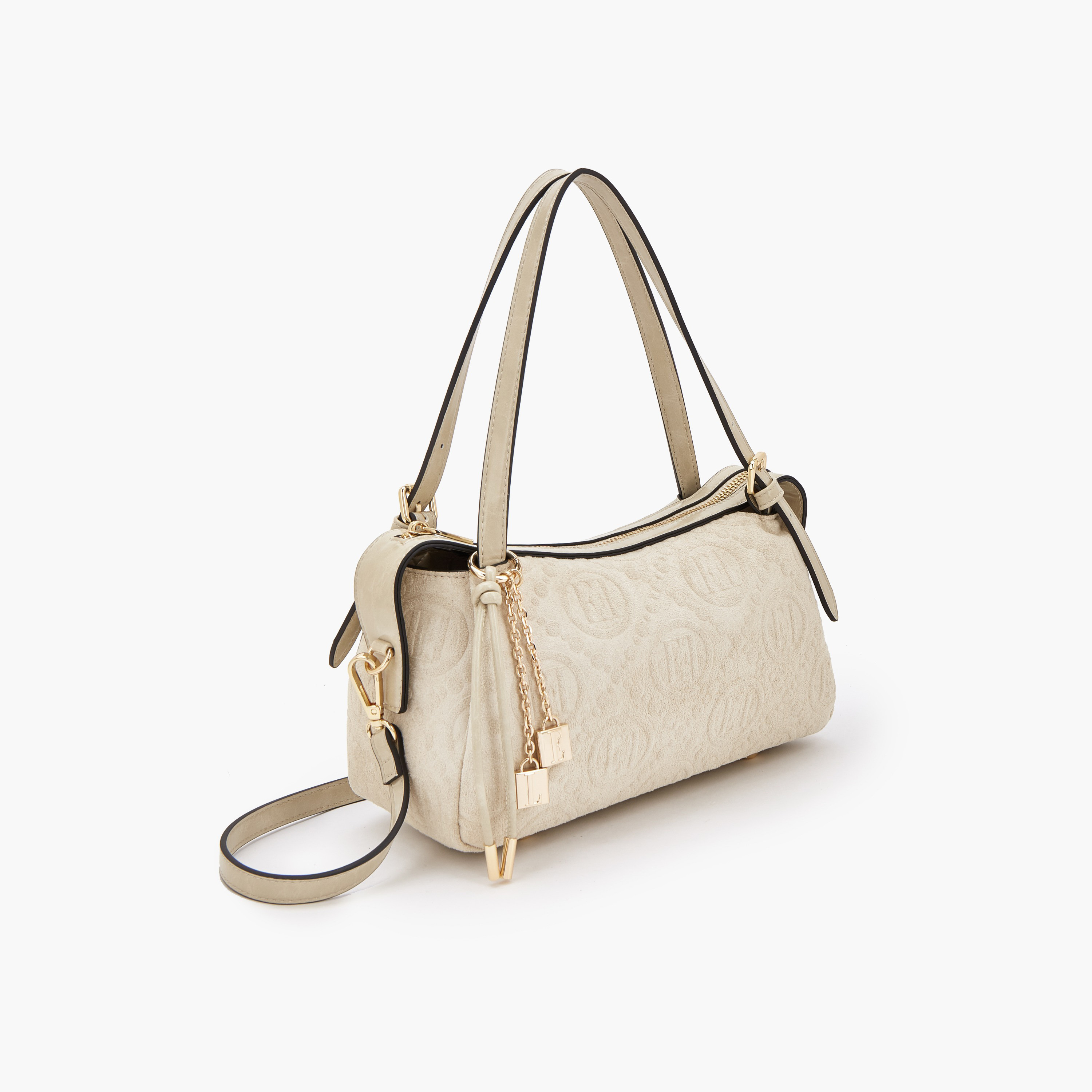 شنطة كتف بارزة الملمس مونوجرام وزينة دلايّة من إيل-women-bagsandwallets-handbags-image-6
