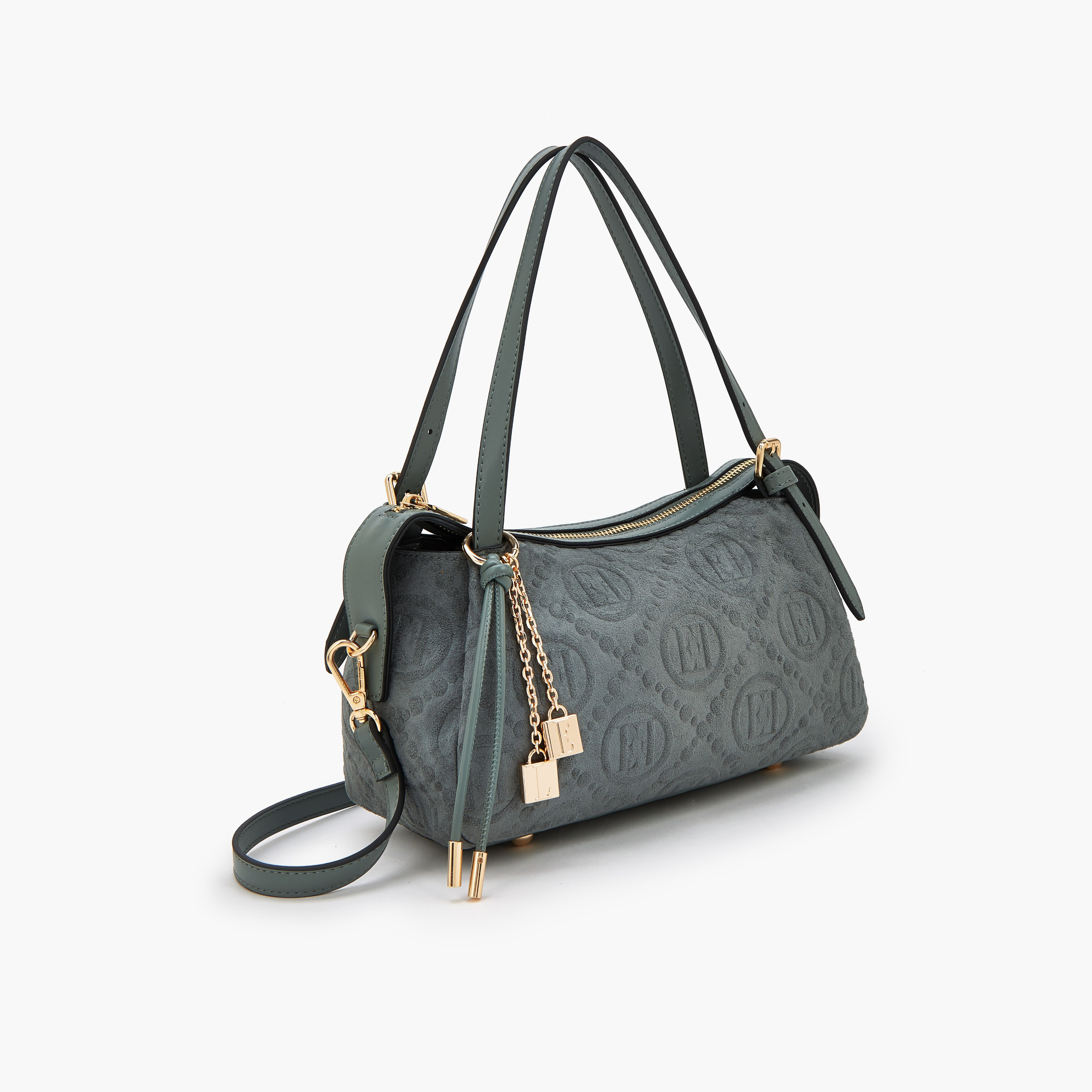 شنطة كتف بارزة الملمس مونوجرام وزينة دلايّة من إيل-women-bagsandwallets-handbags-image-3