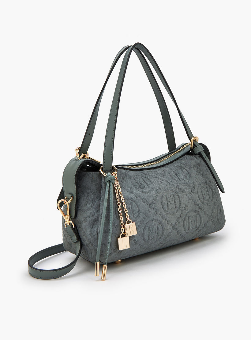 شنطة كتف بارزة الملمس مونوجرام وزينة دلايّة من إيل-women-bagsandwallets-handbags-image-3