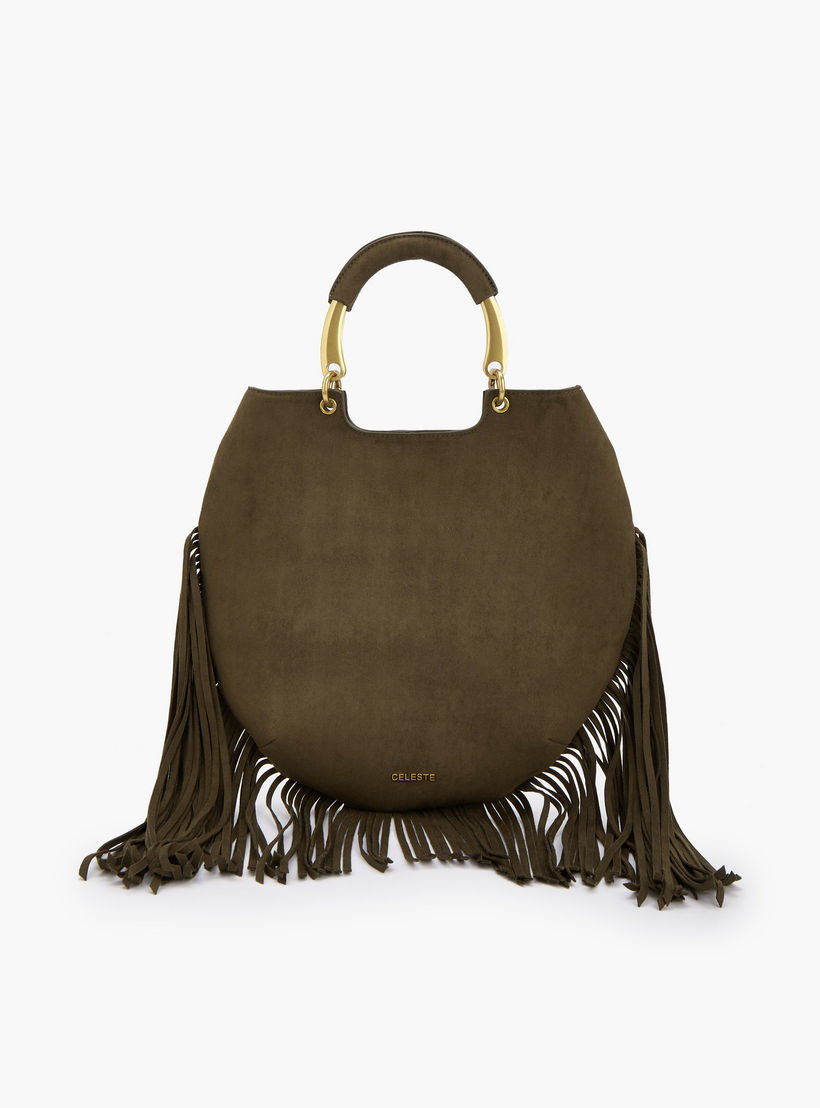 شنطة توت بتفاصيل شراريب ومقبض مزدوج من سيليست-women-bagsandwallets-handbags-image-2