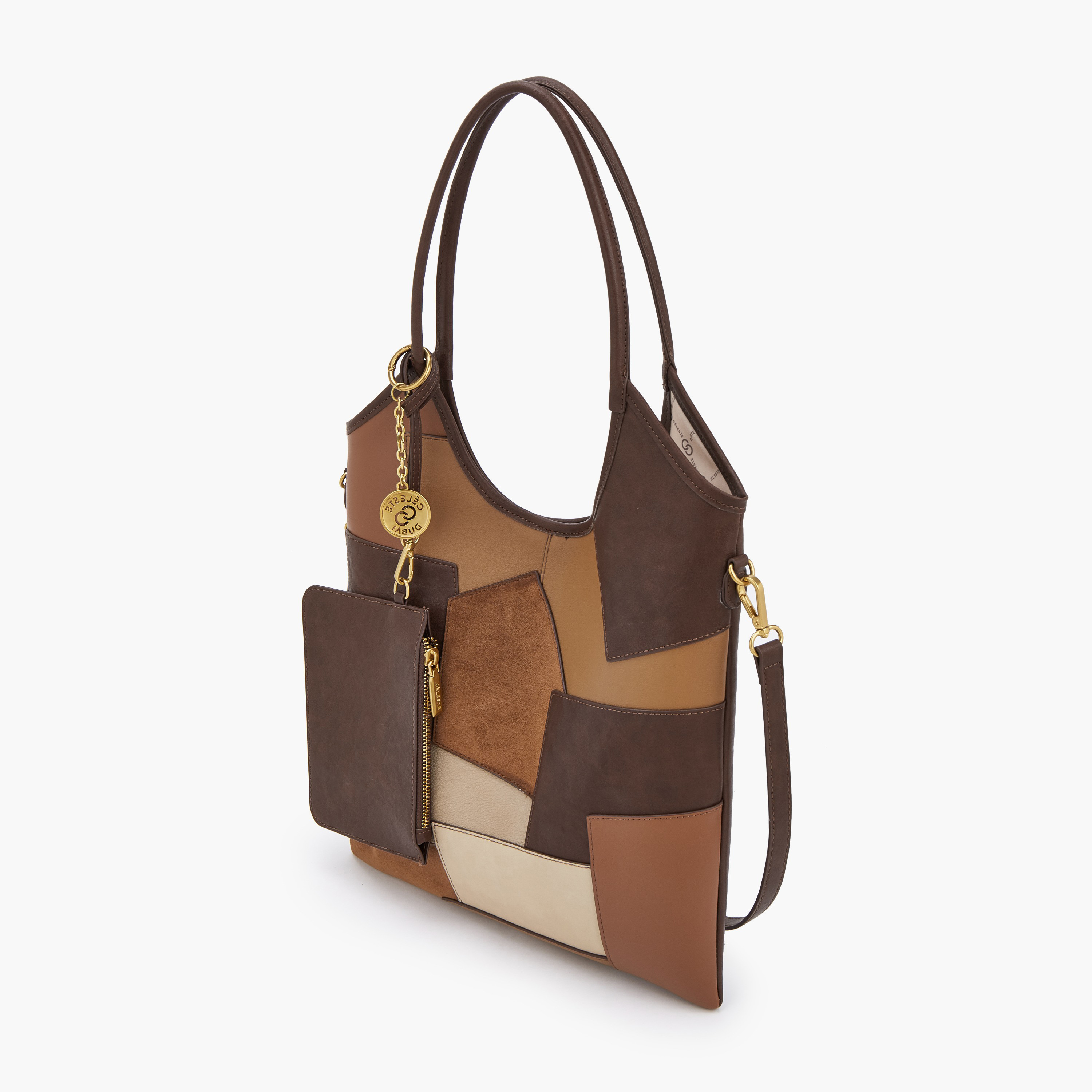 Celeste Patchwork Design Tote Bag with Detachable Pouch-women-bagsandwallets-handbags-image-5