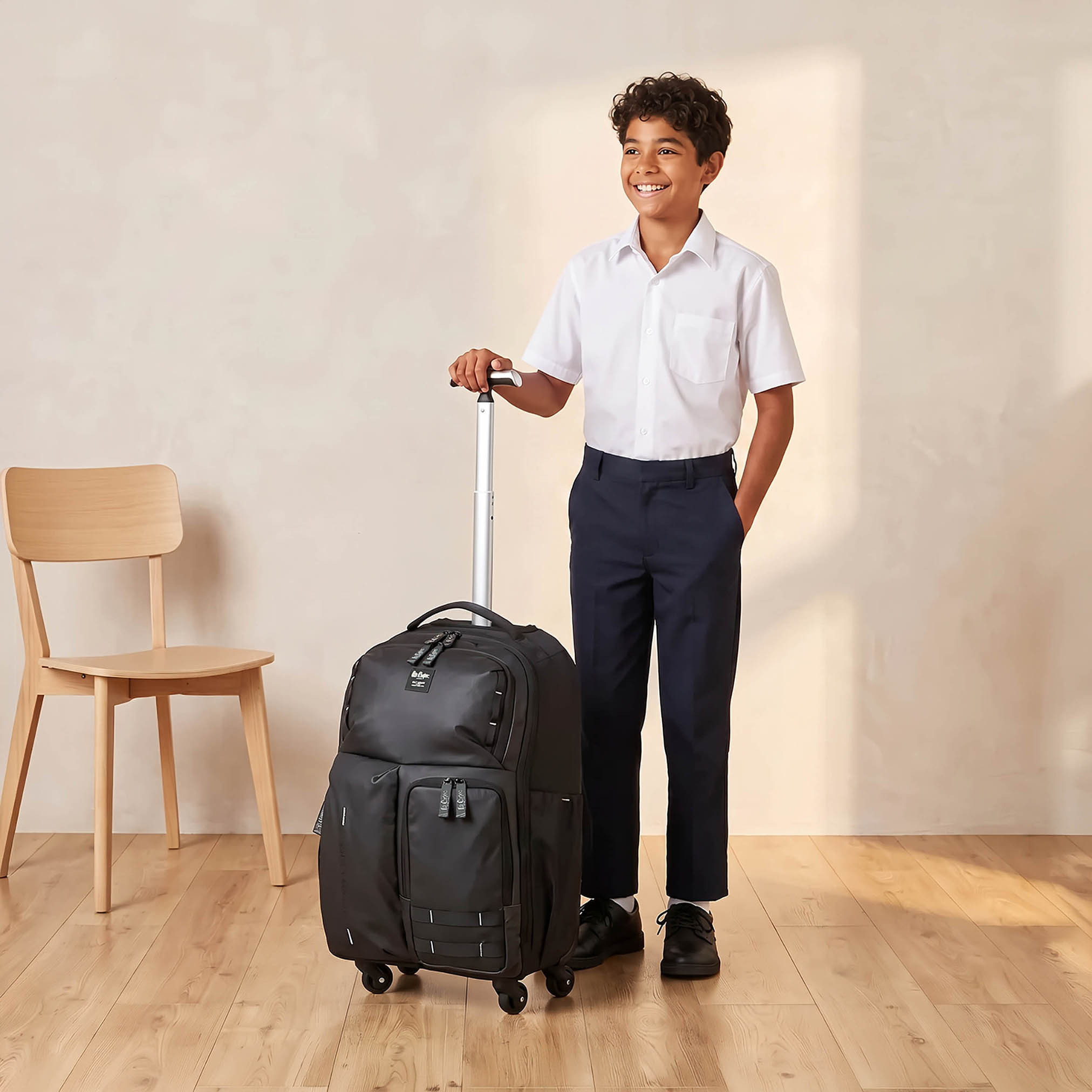شنطة سادة بعجلات ومقبض قابل للسحب للأطفال من 13 سنة من لي كوبر-school-bagsandbackpacks-trolleybags-image-2