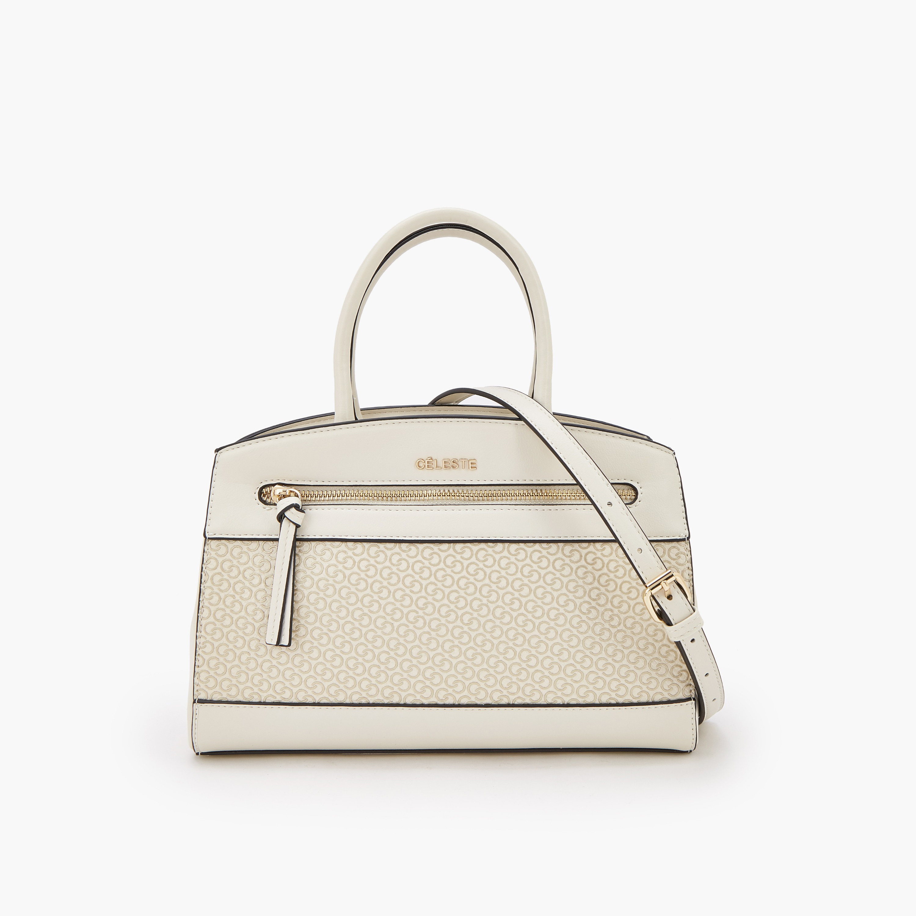 شنطة توت بطبعات مونورام وحمالة قابلة للفصل من سيليست-women-bagsandwallets-handbags-image-1