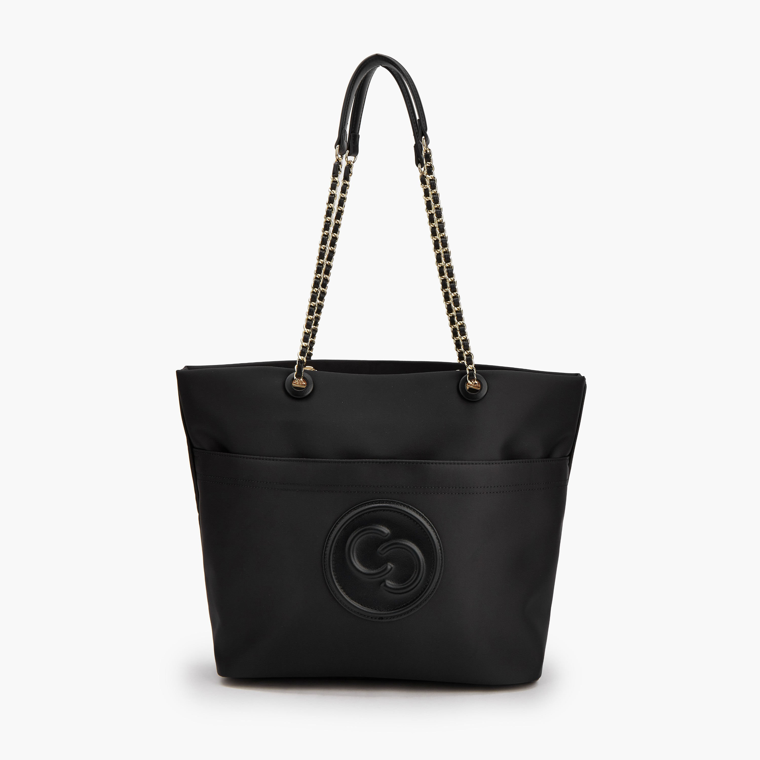 Celeste Logo Embossed Tote Bag with Zip Closure-women-bagsandwallets-handbags-image-1