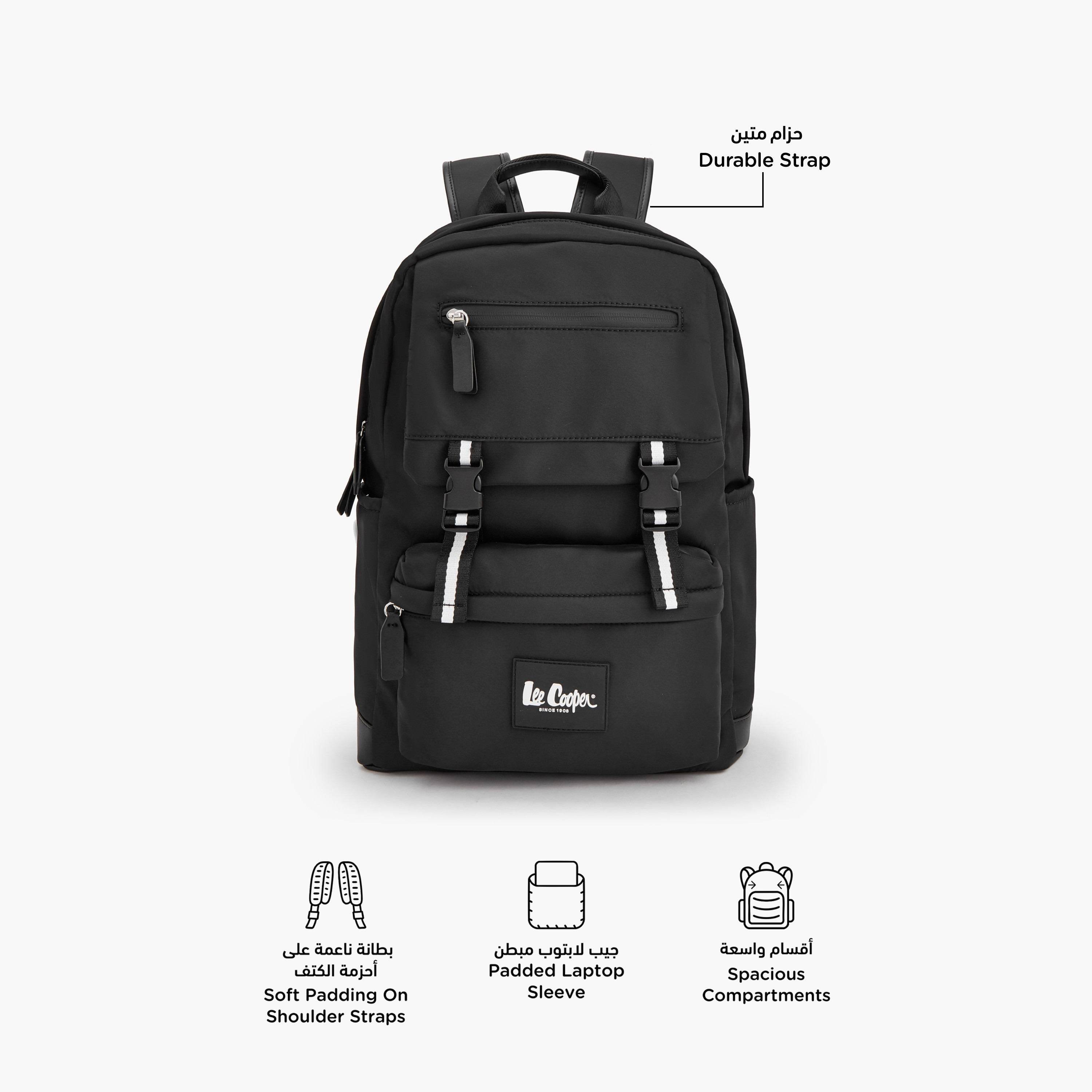 شنطة ظهر سادة بإبزيم إغلاق من لي كوبر-school-bagsandbackpacks-backpacks-image-2