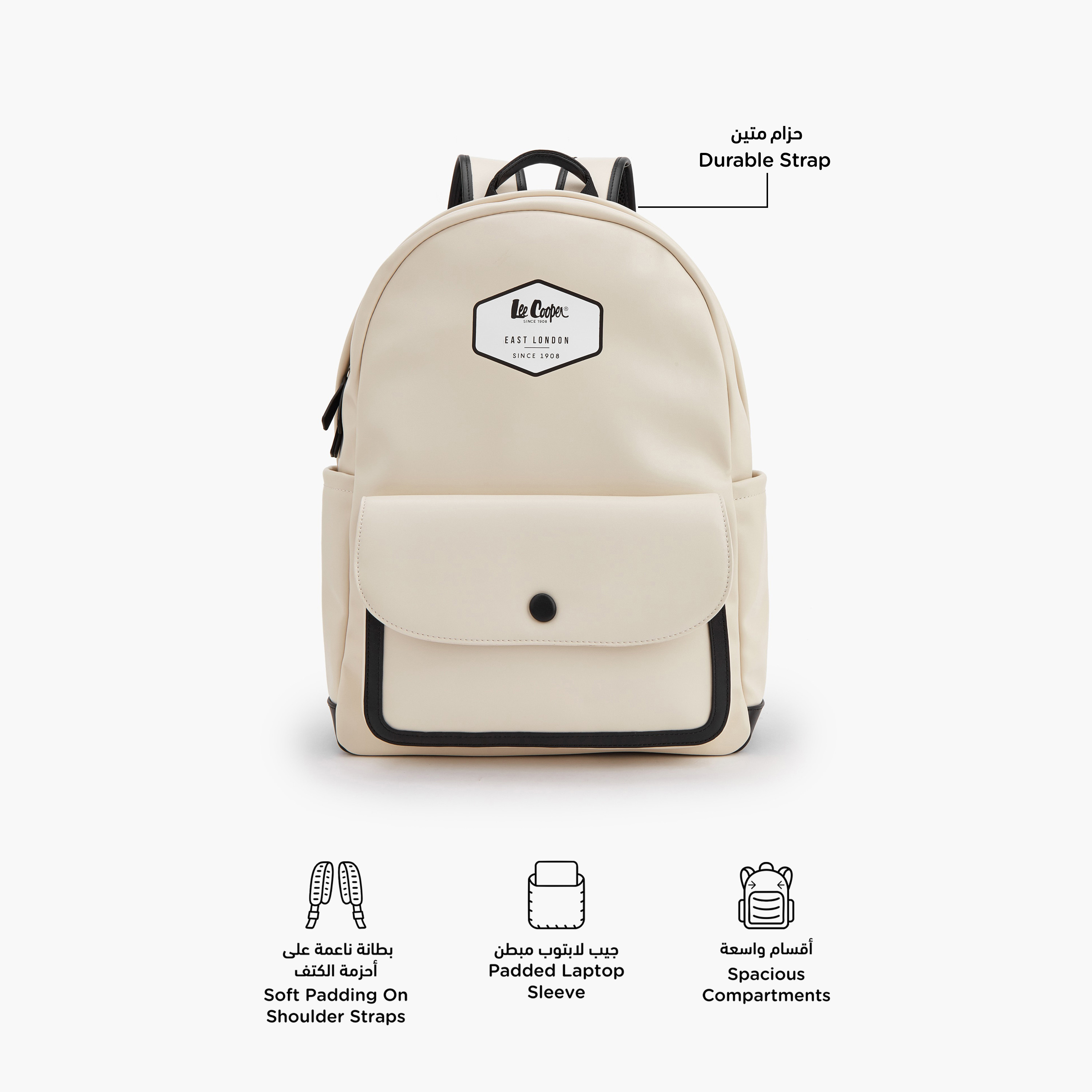 شنطة ظهر بحمالات كتف قابلة للتعديل وطبعات شعار من لي كوبر-women-bagsandwallets-backpacks-image-2