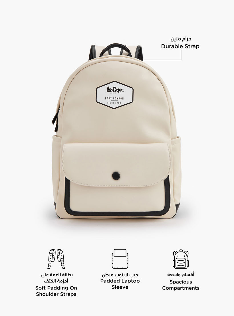 شنطة ظهر بحمالات كتف قابلة للتعديل وطبعات شعار من لي كوبر-women-bagsandwallets-backpacks-image-2