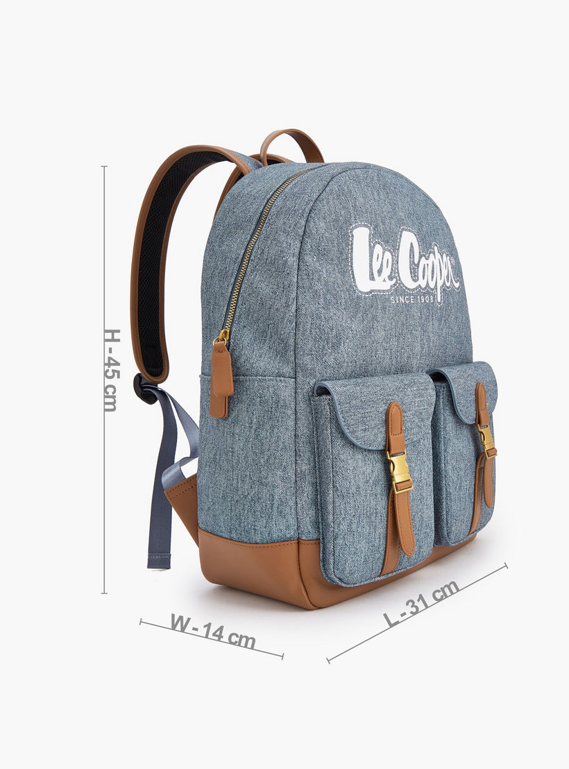 شنطة ظهر بحمالات كتف قابلة للتعديل وطبعات شعار من لي كوبر-women-bagsandwallets-backpacks-image-5