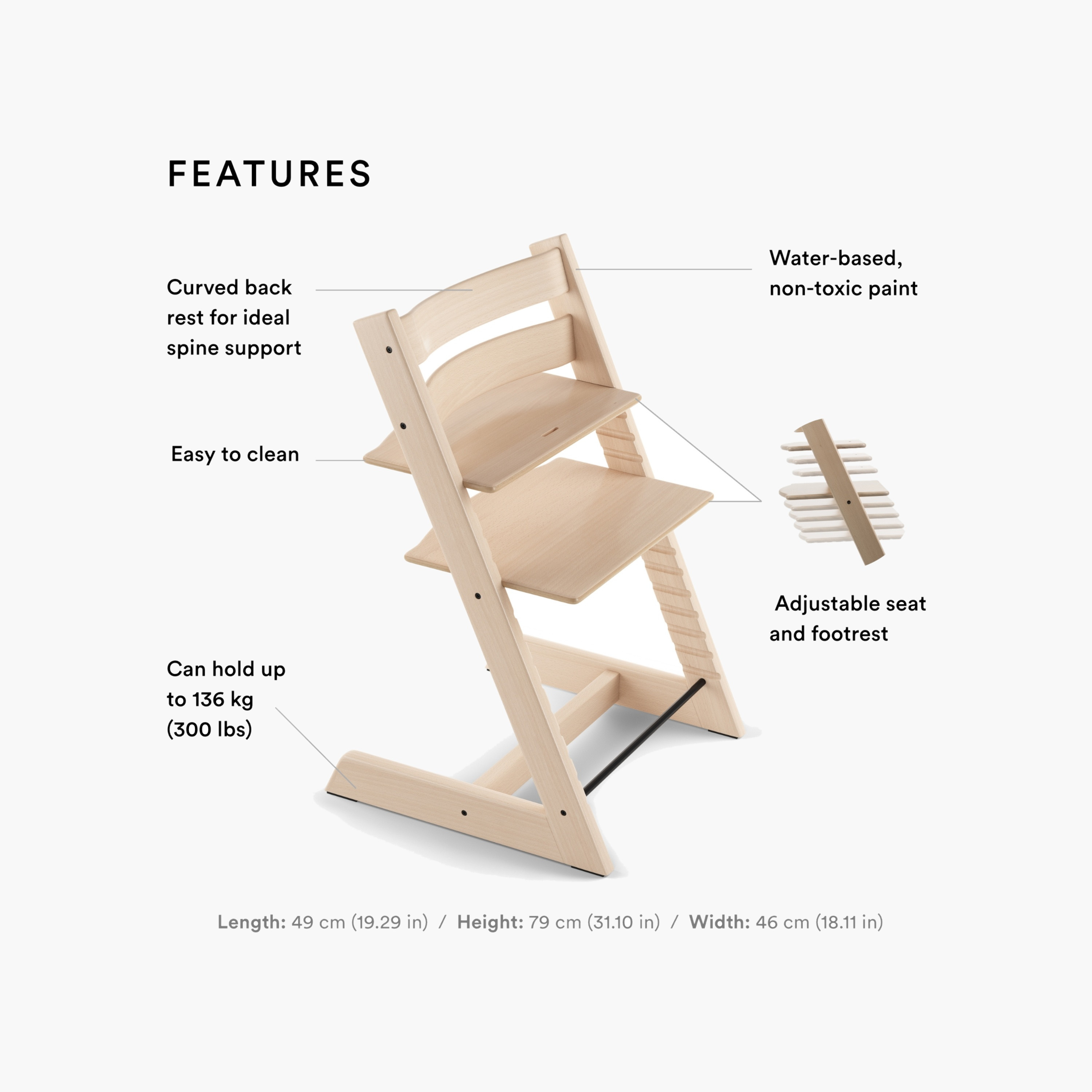 Stokke Tripp Trapp Chair with Stable Footrest-baby-feeding-highchairsandboosters-image-4