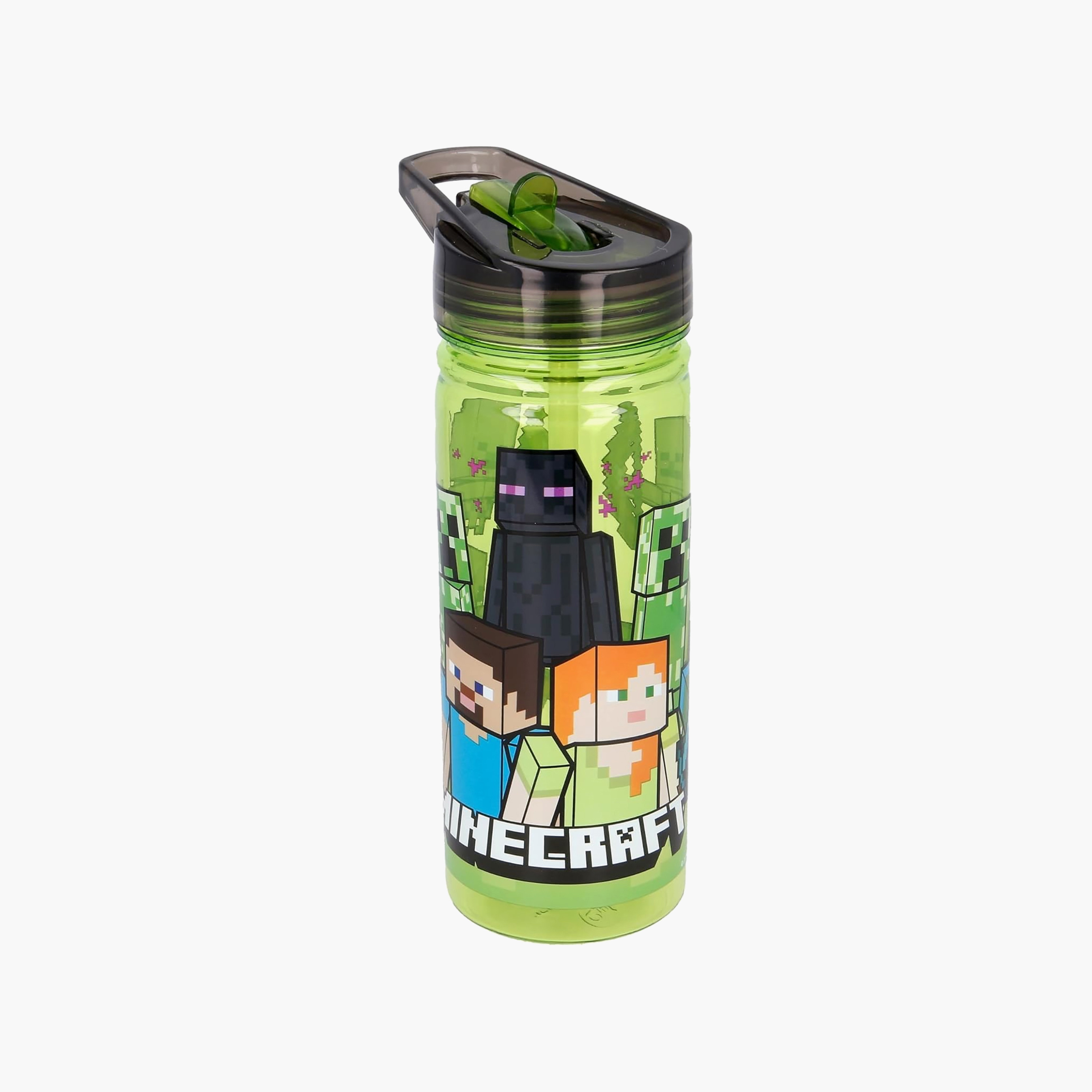 قارورة مياه بفوهة قلابة ومقبض وطبعات ماينكرافت - 600 مل-school-waterbottles-image-1