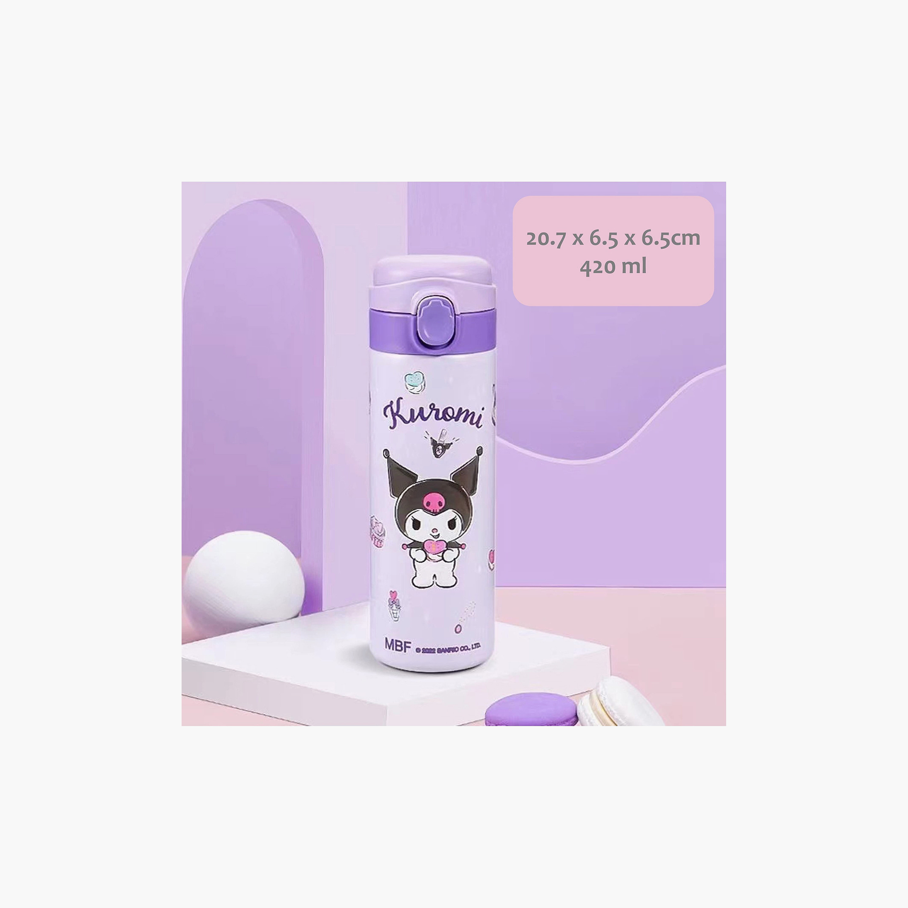 قارورة مياه بطبعة كرومي مع غطاء بزر ضغط من سانريو - 420 مل-school-waterbottles-image-3