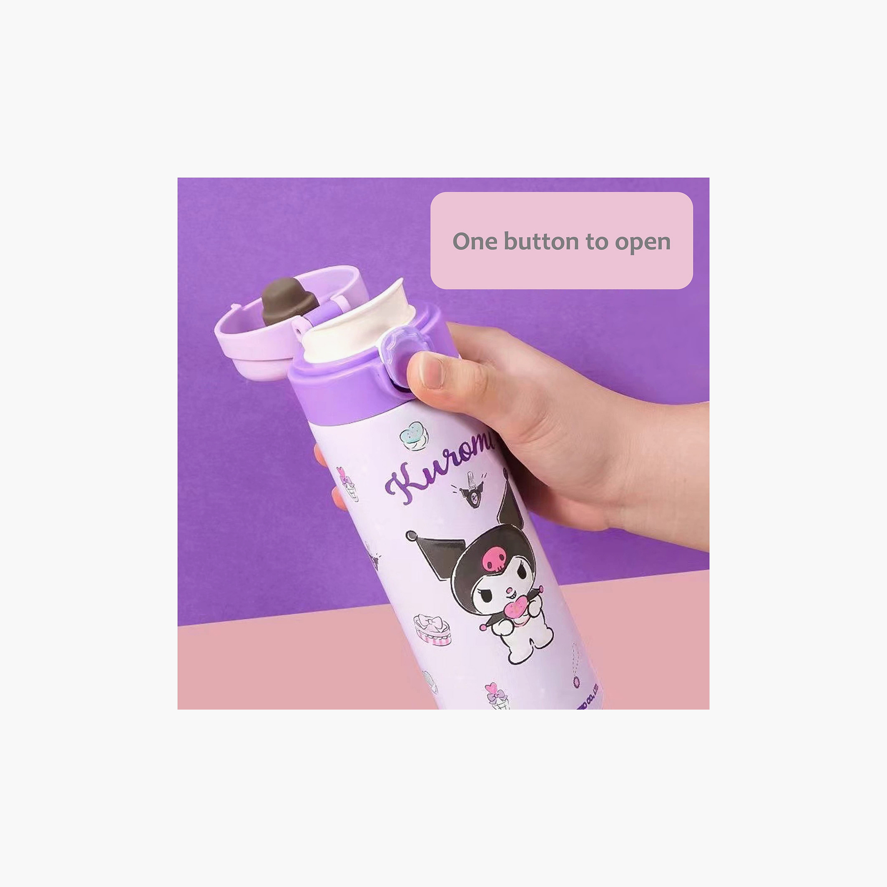 قارورة مياه بطبعة كرومي مع غطاء بزر ضغط من سانريو - 420 مل-school-waterbottles-image-4