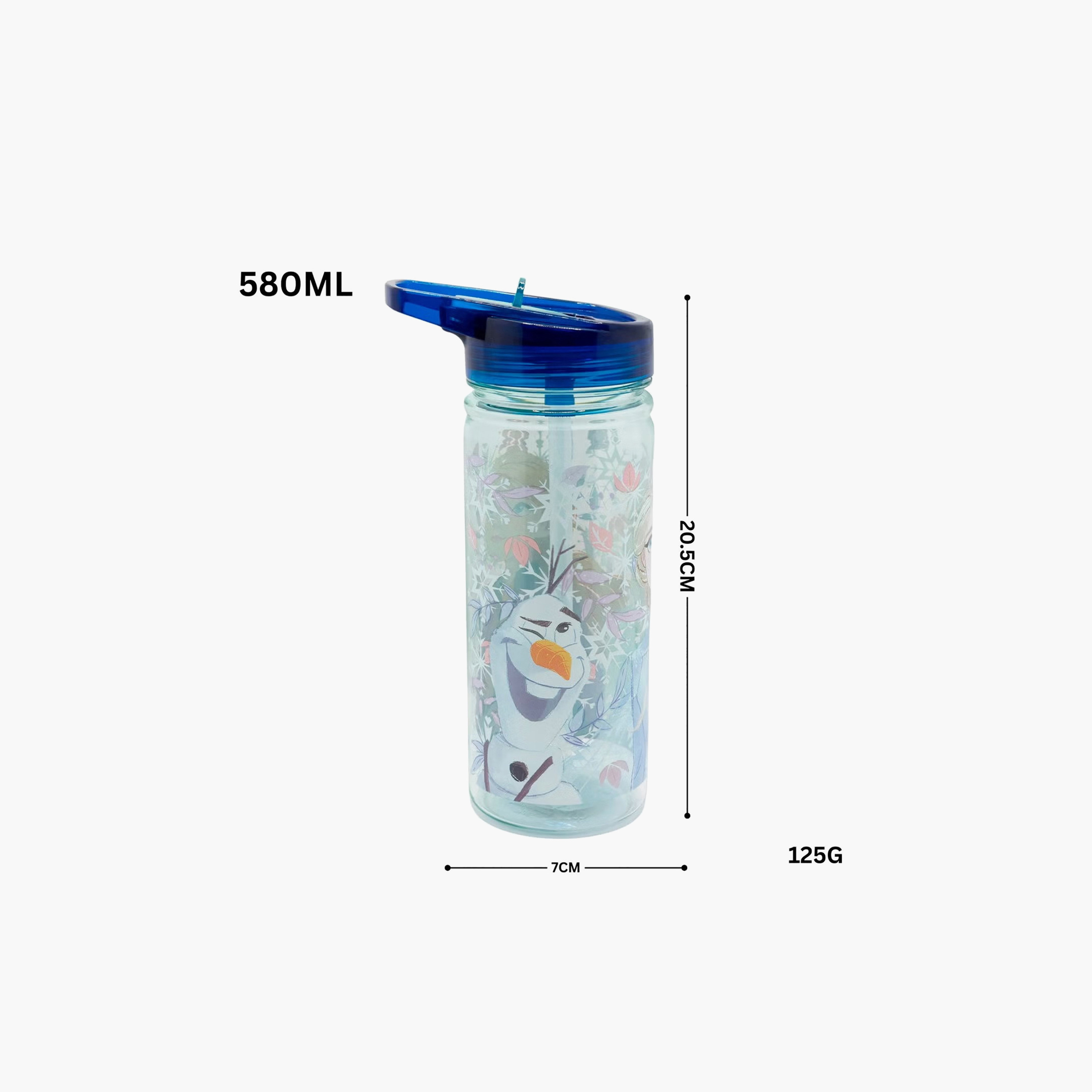 Disney Frozen Print Water Bottle with Straw and Handle - 580 ml-school-waterbottles-image-2